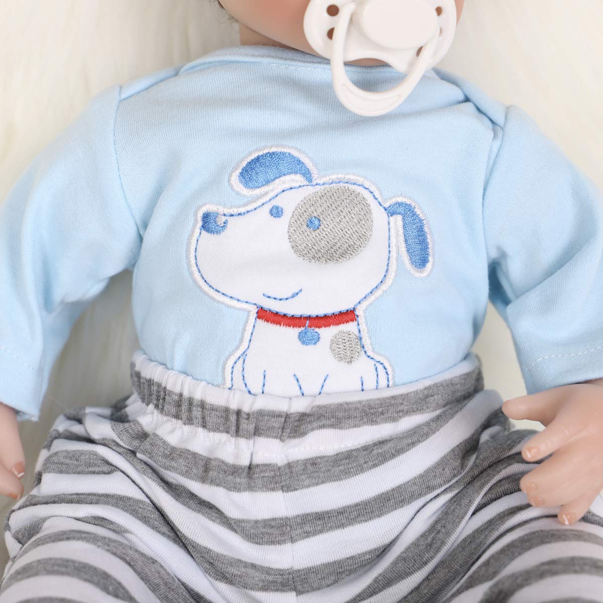 ENADOLL Reborn Baby Doll Realistic Silicone Vinyl Baby Blue Dog Boy 16 inch Weighted Soft Body Lifelike Doll Gift Set for Ages 3+