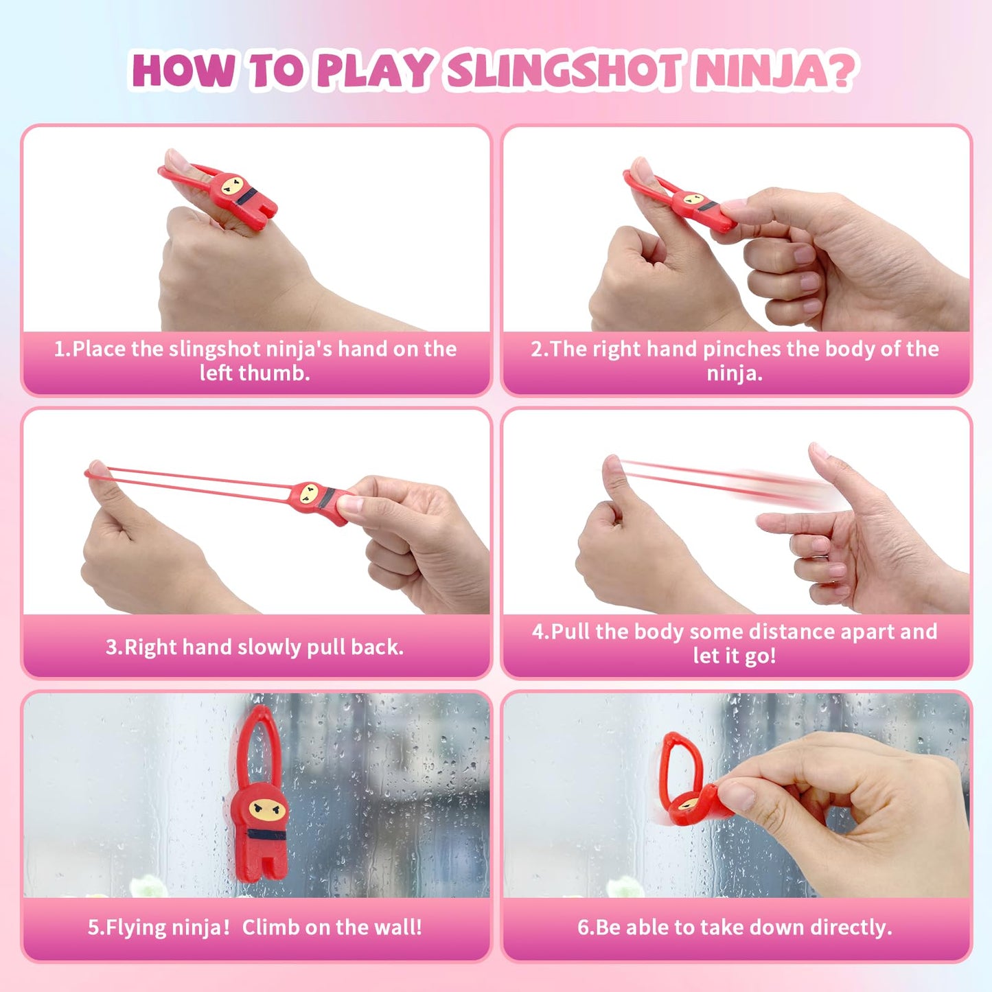 Valentines Day Gifts for Kids Classroom, 28 Pack Ninja Valentines Day Cards with Stretchy Flying Elastic Slingshot Ninja Toys, Sticky Hands for Kids Valentines Exchange Gifts School for Boys & Girls