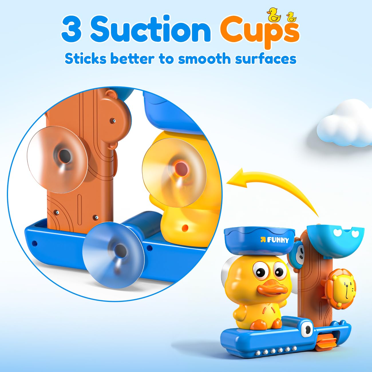 Bath Toys for 1 2 Year Old Boys: Cute & Fun Duck Bathtub Toys Toddlers 2-4 - Suction Bath Toys for Kids Ages 1-3-5 - Birthday Gifts for 1 2 3 Year Old Boy (Blue)
