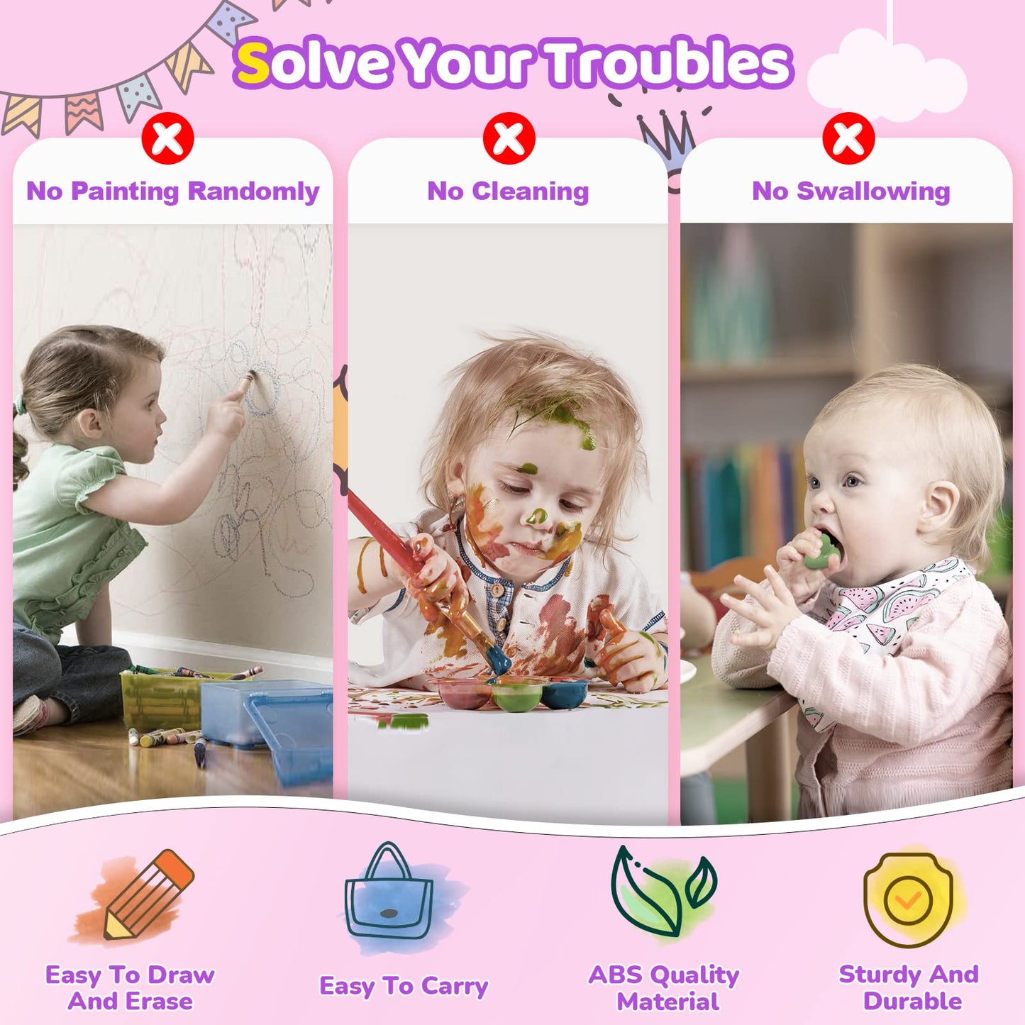 Kikidex Toddlers Toys Age 1-3, Magnetic Drawing Board, Doodle Board Pad Learning and Educational Toys for 1 2 3 Year Old Baby Kids Birthday Gift (Purple)