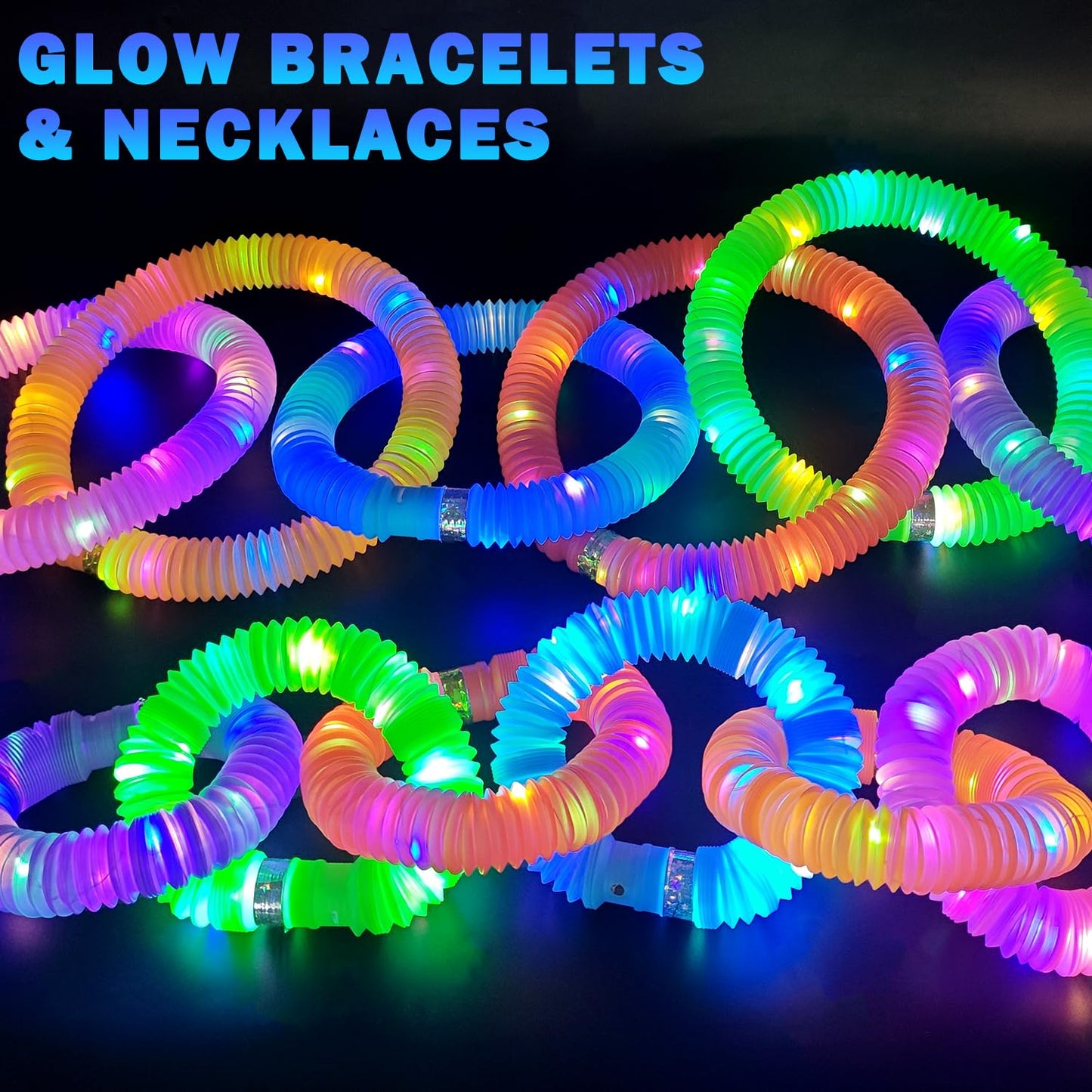 24 PCS Light Up Party Favor Supplies for Kids 4-8-12,Bulk Glow Stick Bracelet Necklace Accessories Decoration for Toddlers,Birthday Goodie Bag Stuffers Graduation End of School Year Gifts for Students
