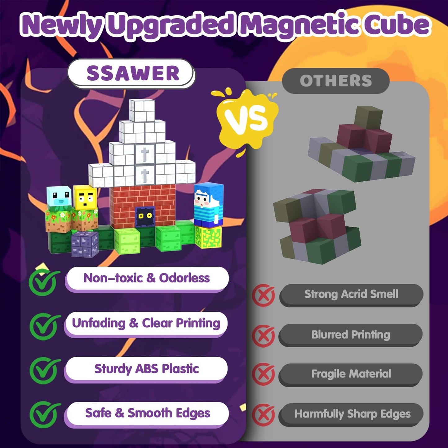 SSAWER 150 PCS Magnetic Building Blocks for Kids, Montessori Magnetic Toys, Build Zombie Island Set, STEM Toddler Sensory Building Blocks for Boys Girls 3 4 5 6 7 8 9 10th Birthday Gift