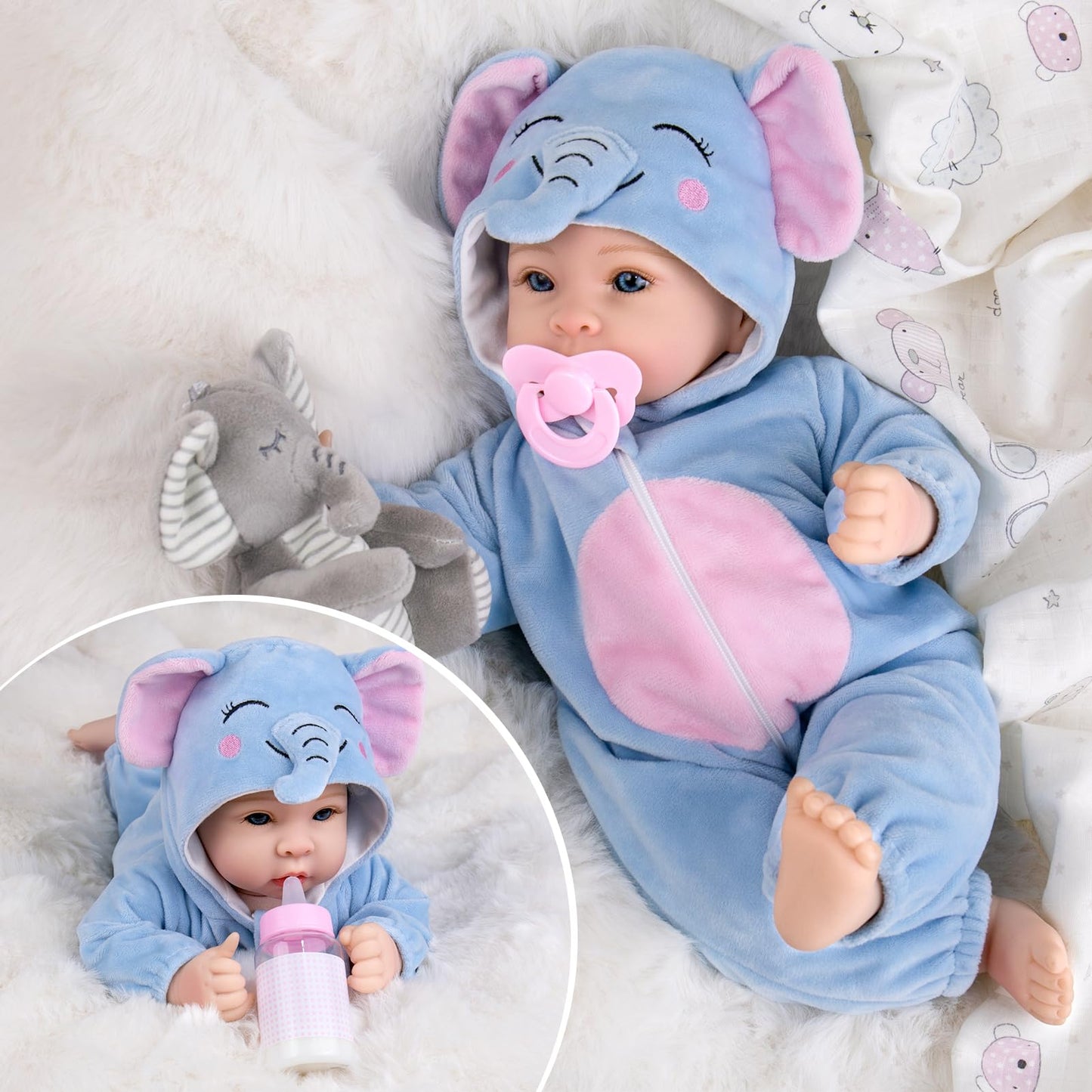 Aori Baby Doll Boy 17 inches, Real Life Baby Boy Dolls with Feeding Kit Included, Life Like Newborn Boy Baby Doll that Look Real, Ideal Gift for Kids, Birthday, Pretend Play