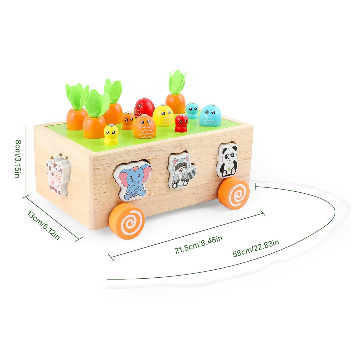 Montessori Wooden Pull Along Toy, Shape Sorting Educational Game for Toddlers 1-3 Years Old. Perfect First Birthday Gift for Baby Boys Girls, Preschool Learning Toy Develops Fine Motor Skills