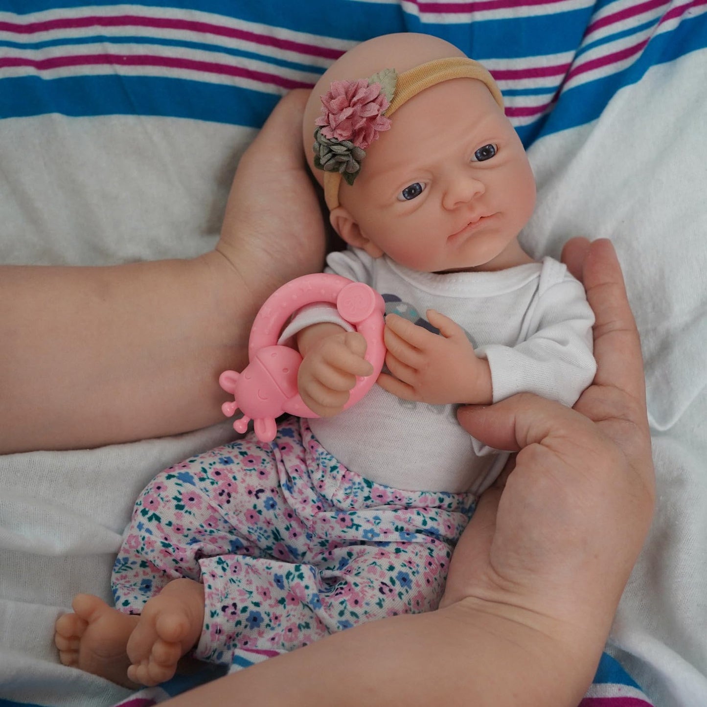 12" Reborn Baby Doll Silicone Full Body Realistic Newborn The Look Real Eyes Open Cute Baby Girl Soft Anti Stress Babies Doll with Clothes Feeding Accessories Set