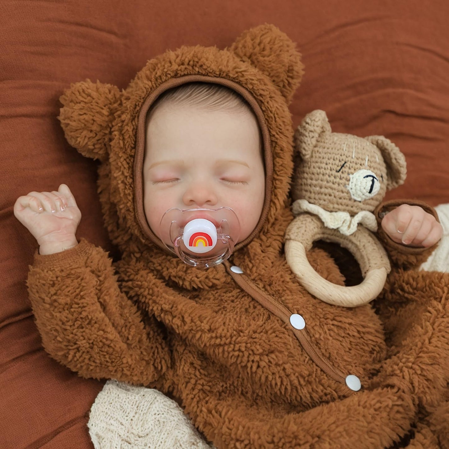 SCOM 20 inch Realistic Reborn Baby Dolls Boy, Hand-Painted Hair Lifelike Vinyl Limbs & Soft Cloth Body, Weighted Baby Doll, 7-Piece Accessories Set, Newborn Doll for Ages 3+ Kids Gift