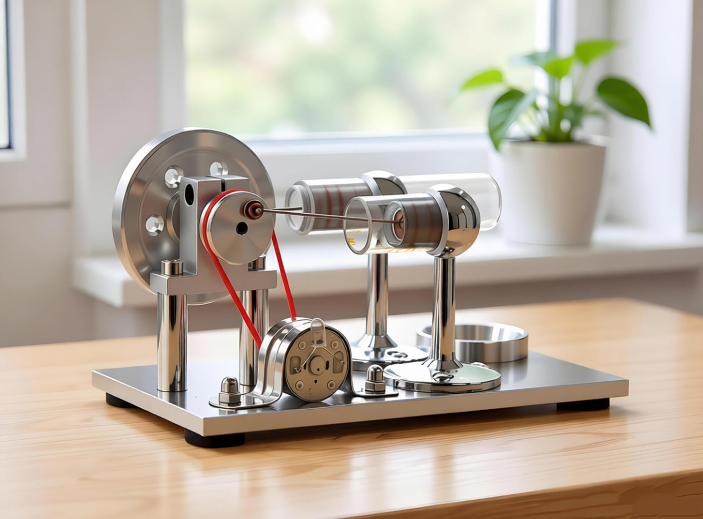Sunnytech Hot Air Stirling Engine Motor Model Educational Toy Electricity Generator Colorful LED (SC001)