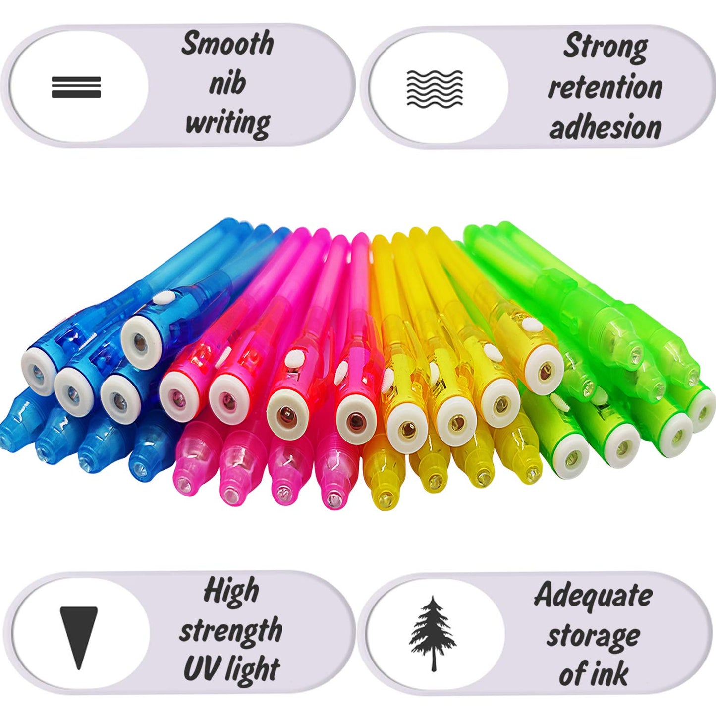 iGeeKid 32 Pack 2 Style Invisible Ink Pen with UV Black Light Secret Spy Pens for Secret Messages, Magic Disappearing Ink Markers School Supplies Kids Party Favors Boy Girl Exchang Patriotic