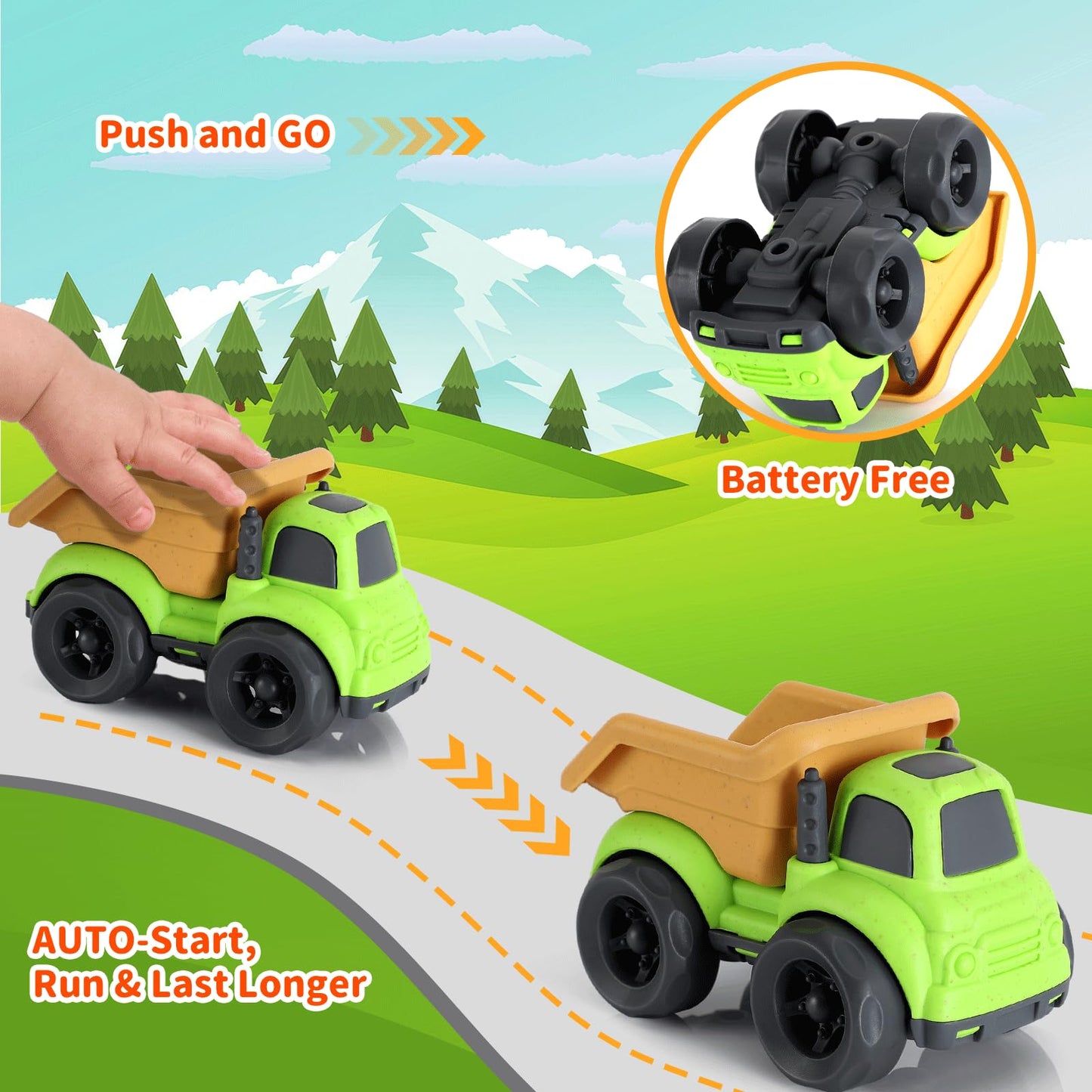 UOYLEYVN Toddler Toys for 2 Year Old Boy, Dump Truck Toys and Mixer Cement, BPA Free, Phthalates Free, PVC, Outdoor Toys for Toddlers 2-3, Ideal Toy Cars for 2 3 4 Year Old Boy Christmas Birthday Gift