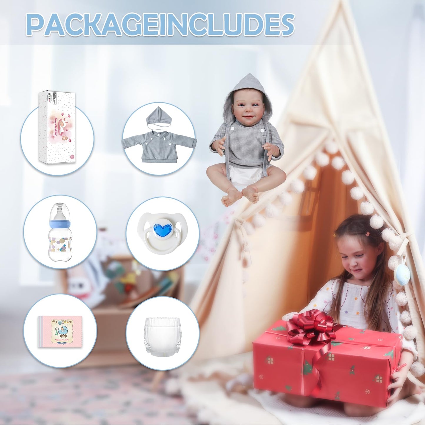 CHAREX Lifelike Reborn Baby Dolls Boy – 18 Inch Real Life Realistic Newborn Doll with Handmade Soft Cloth Body, Comes with Accessories — Gift for Kids Ages 3+