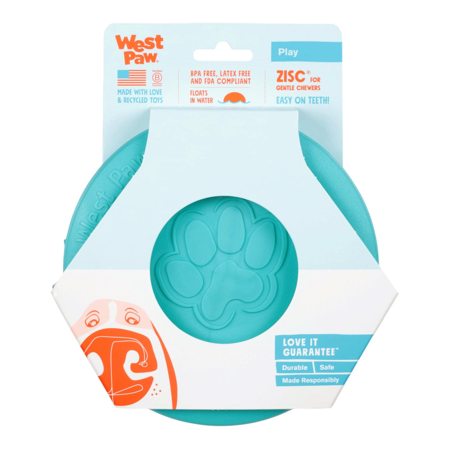 WEST PAW Zogoflex Zisc Dog Flying Disc, High Flying Aerodynamic Disc for Dogs Puppy – Lightweight, Floatable Disc for Fetch, Tug of War, Catch, Play – Doubles as Food/Water Bowl, Large 8.5", Teal