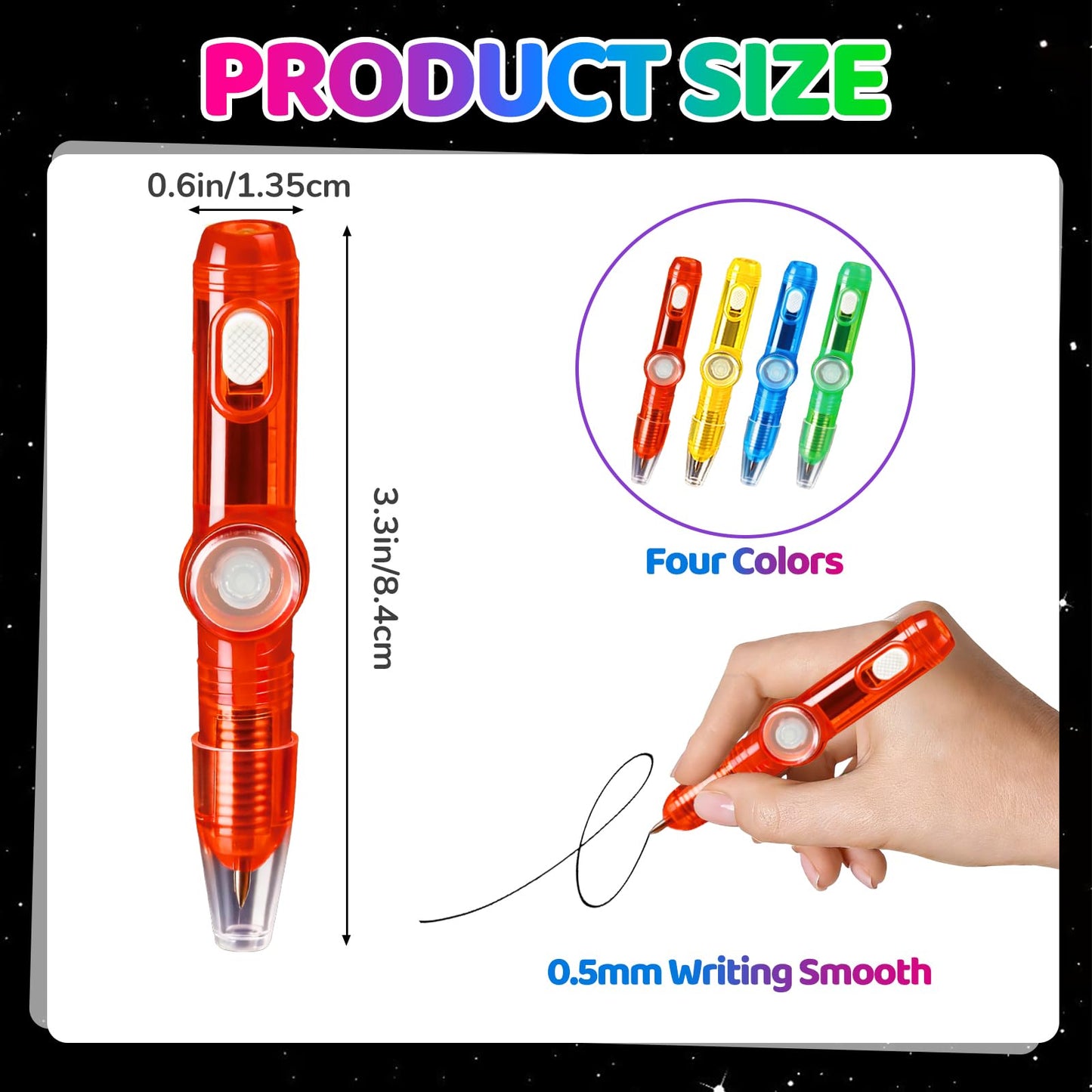 Thremhoo 24PCS Glow Fidget Spinner Pens Light Up Party Favors Treat Goodie Bags Stuffers Classroom Bulk Toys for Kids Prizes Toddlers Spinning Pens Boys Girls Birthday Students End Of The Years Gifts