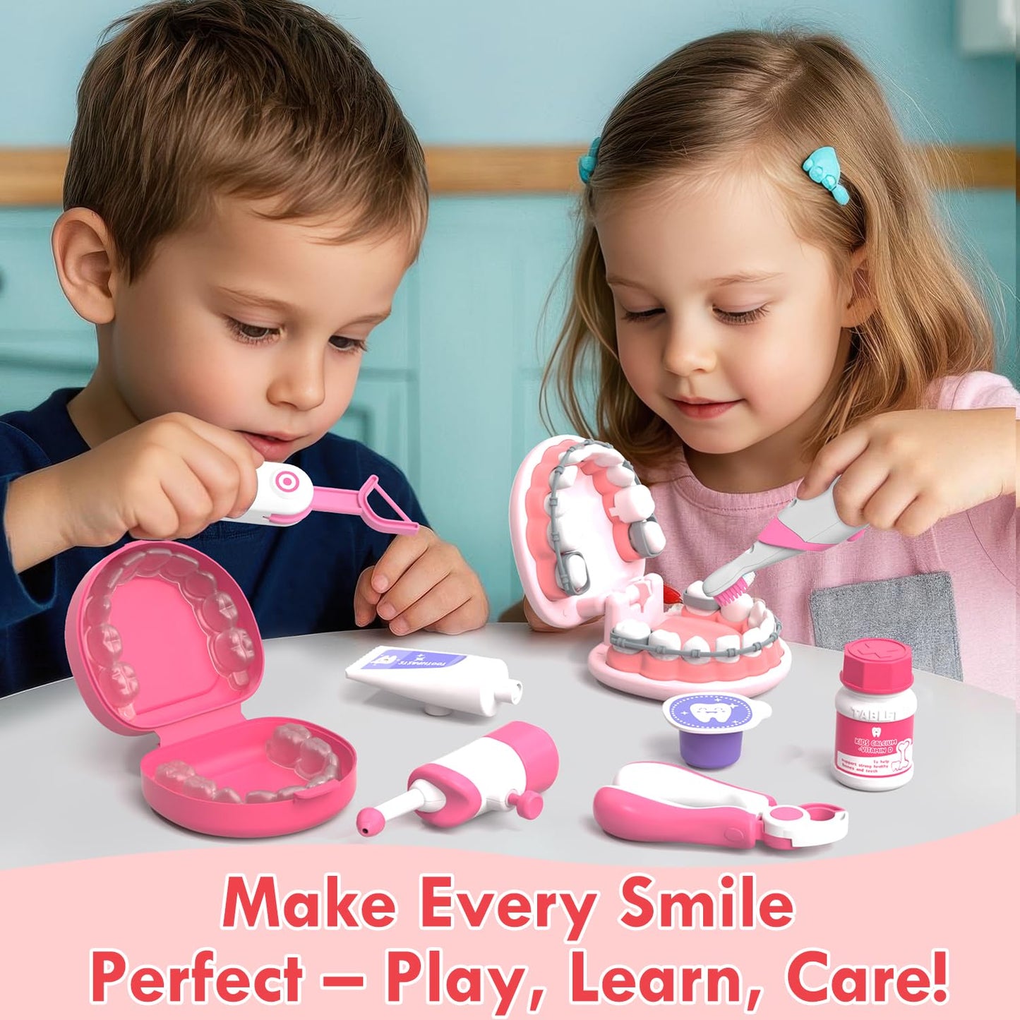 Lehoo Castle Doctor Kit for Toddlers 3-5 Girls, Kids Dentist Play Set, Toys for 3 4+ Year Old Girls, Pretend Play for Toddlers, Kids Doctor Playset, Medical Kits for Boys 3 4 5