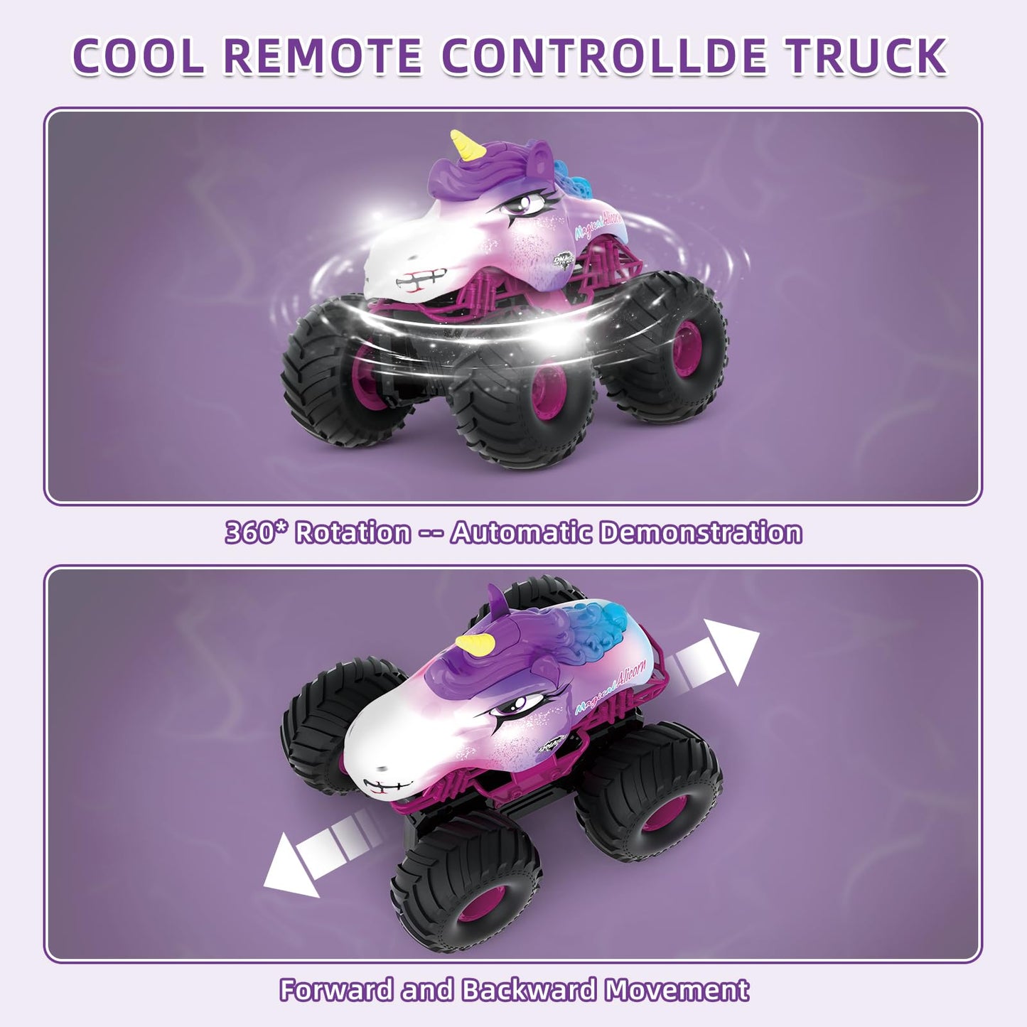 Unicorn RC Car, Pink Remote Control Car for Girls, 1:18 Amphibious Waterproof Monster Truck Unicorn Toys 2.4 GHZ Remote Control 360 ° Rotation Stunt Car, Gifts for Girls 6 + Years Old on Birthday