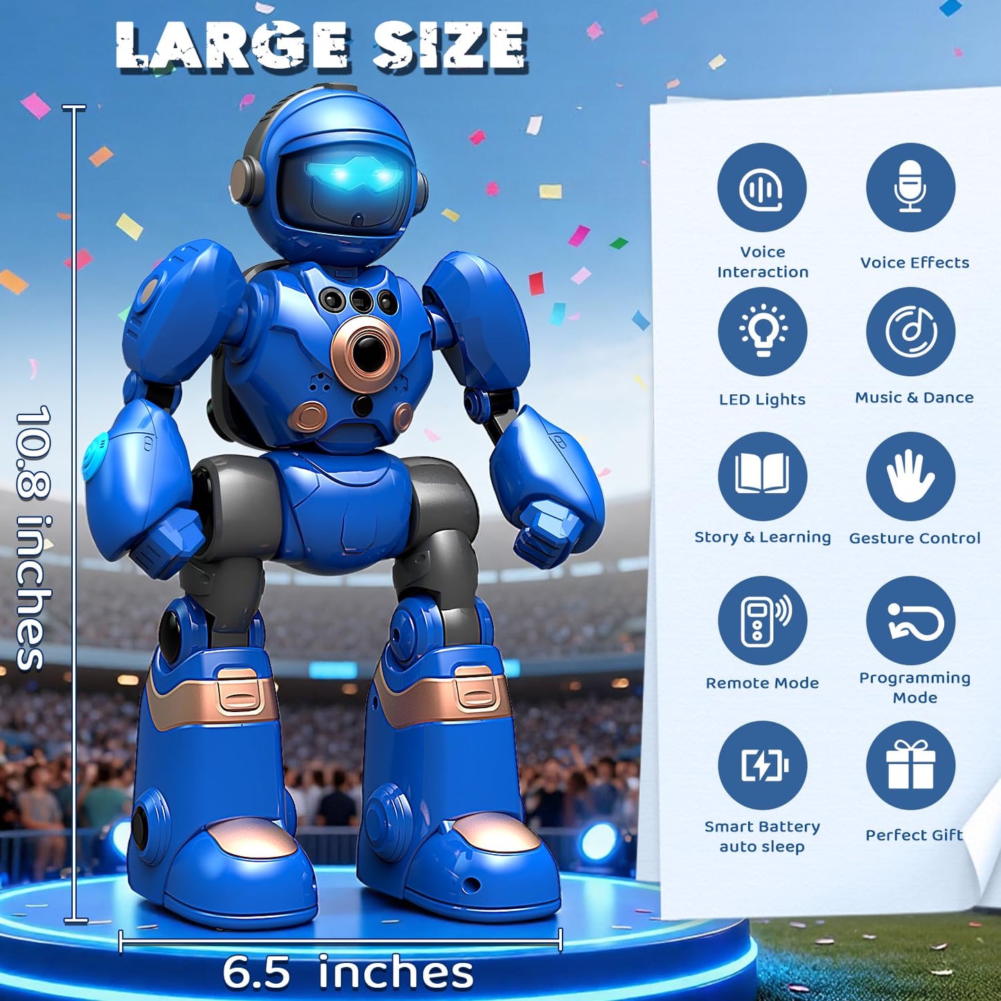 Robot Toys for Kids 3-8: Remote Control Robot with Talking, Programmable, Voice Recording, Singing, Dancing & Gesture Control - Gifts for Smart Kids - RC Interactive Toys for Boys & Girls
