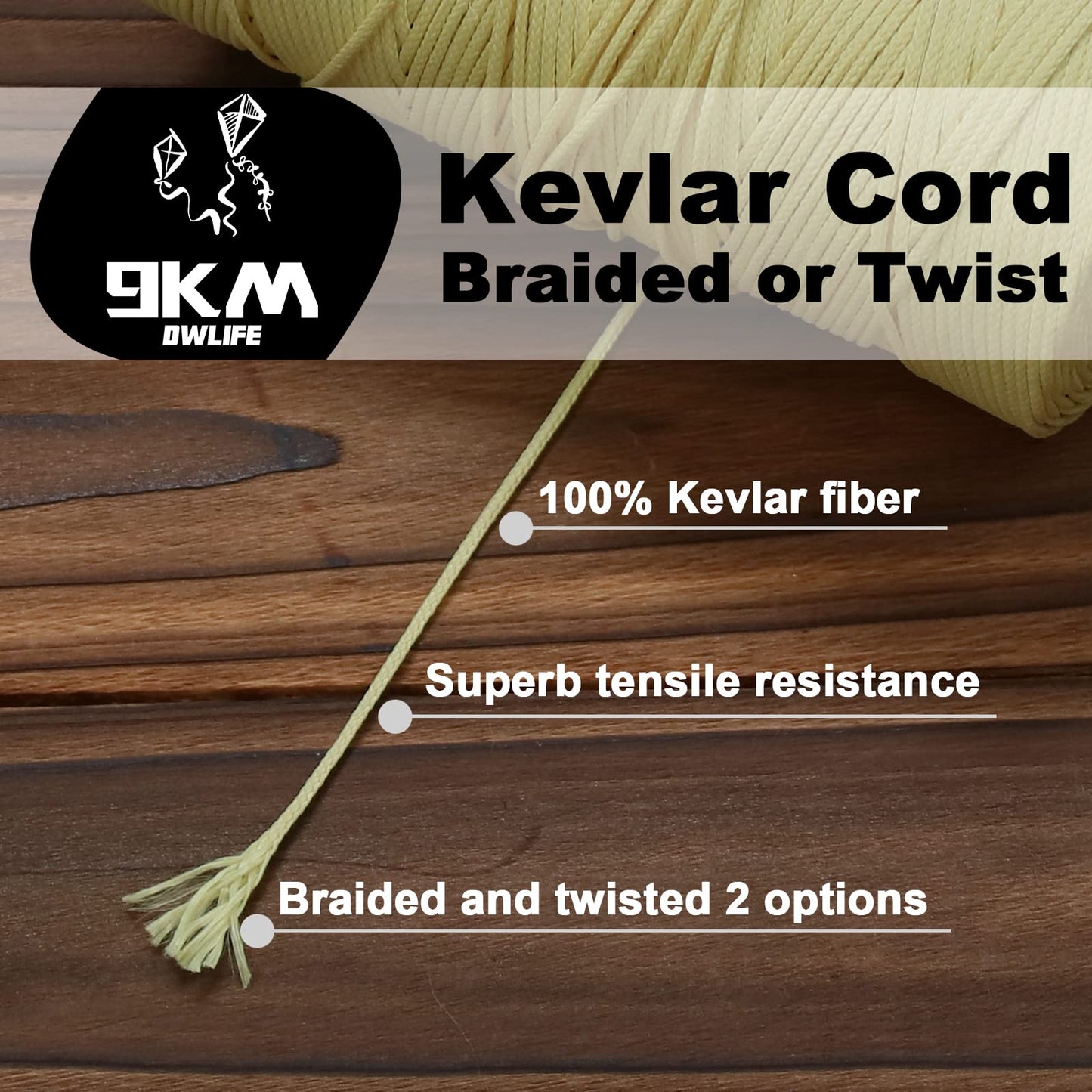 9KM DWLIFE 10.6in Kite Reel Winder and 200Lb 1000Ft 1.1mm Braided Kevlar Kite String