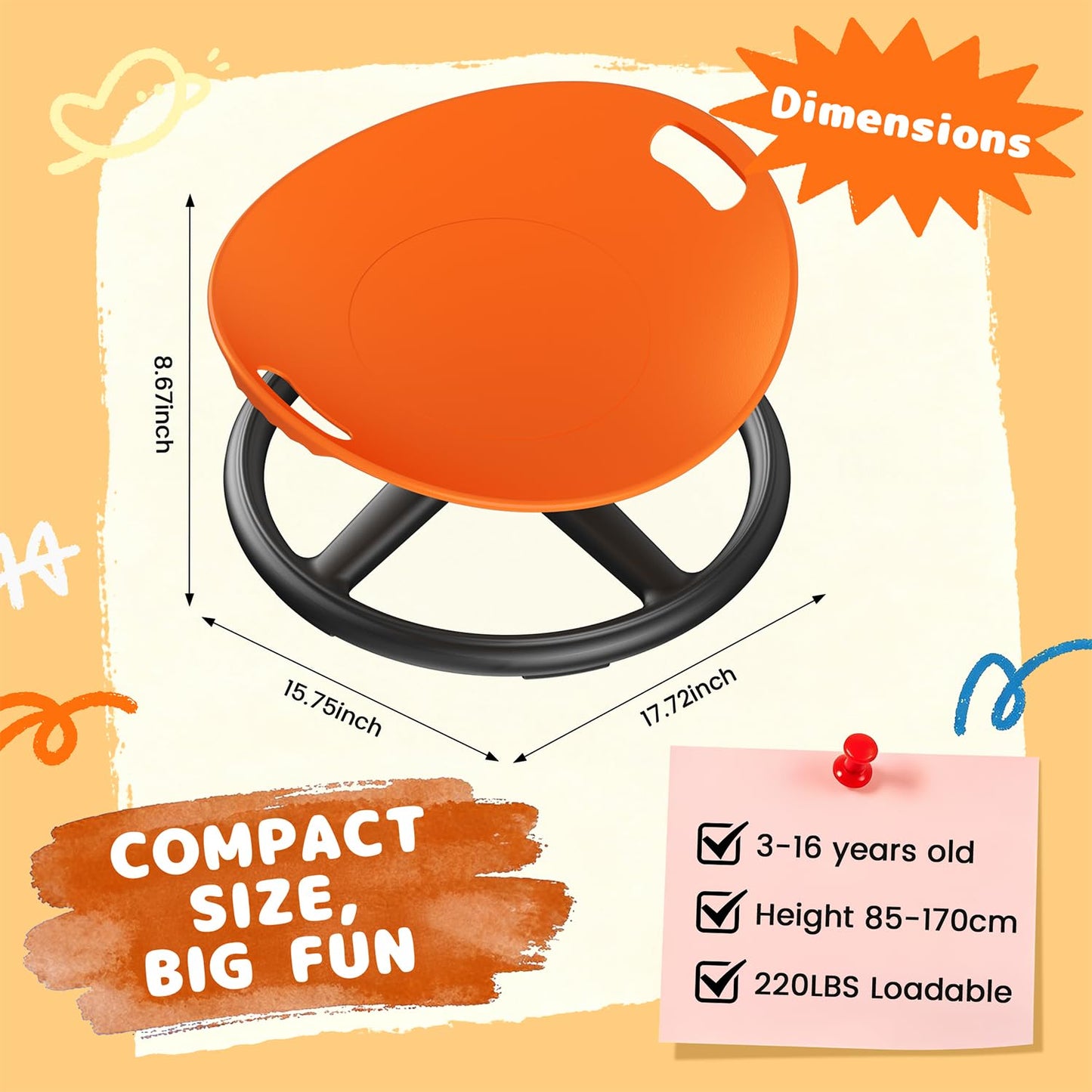 ALSPON Spinning Chair for Autistic Kids | Sensory Spinning Chair and Sit and Spin Toy | Sensory Seat for Toddlers Development