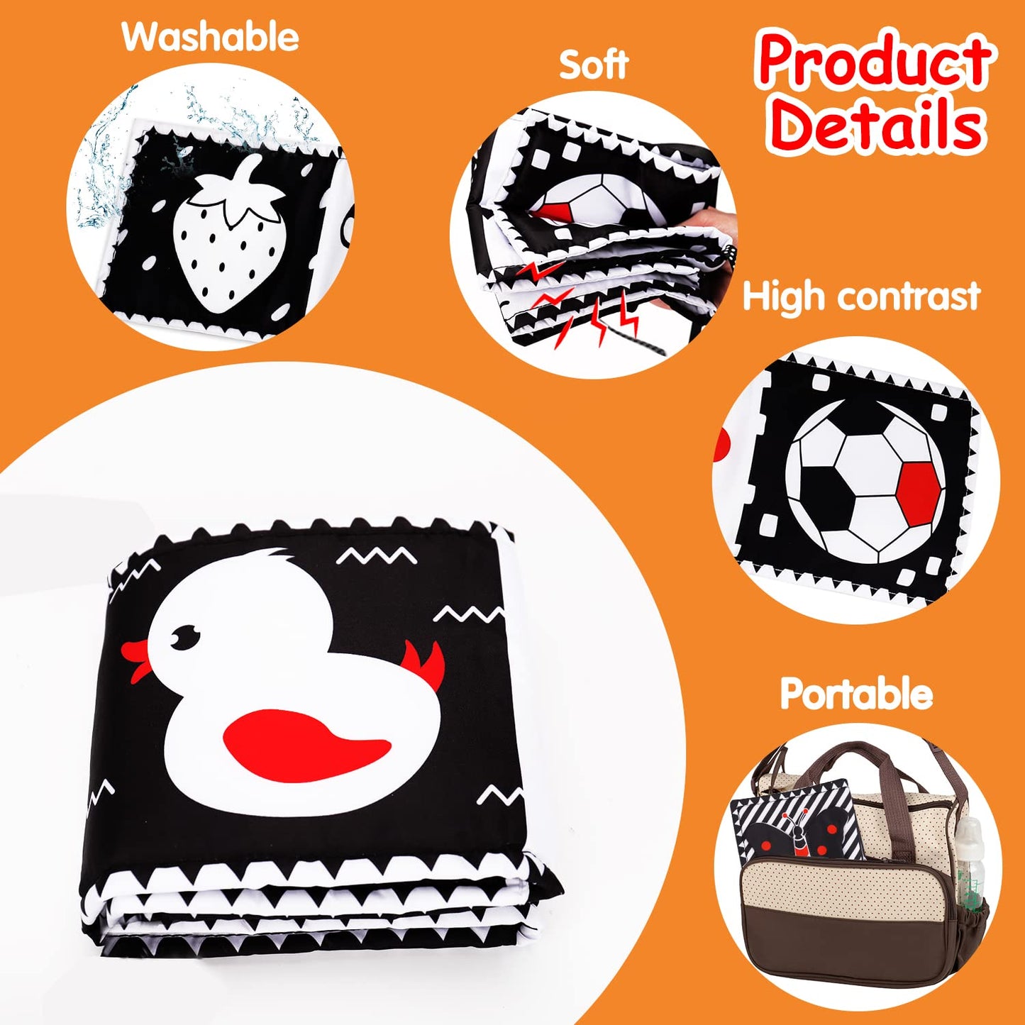 Thremhoo Balck and White High Contrast Toys Baby Mirrors