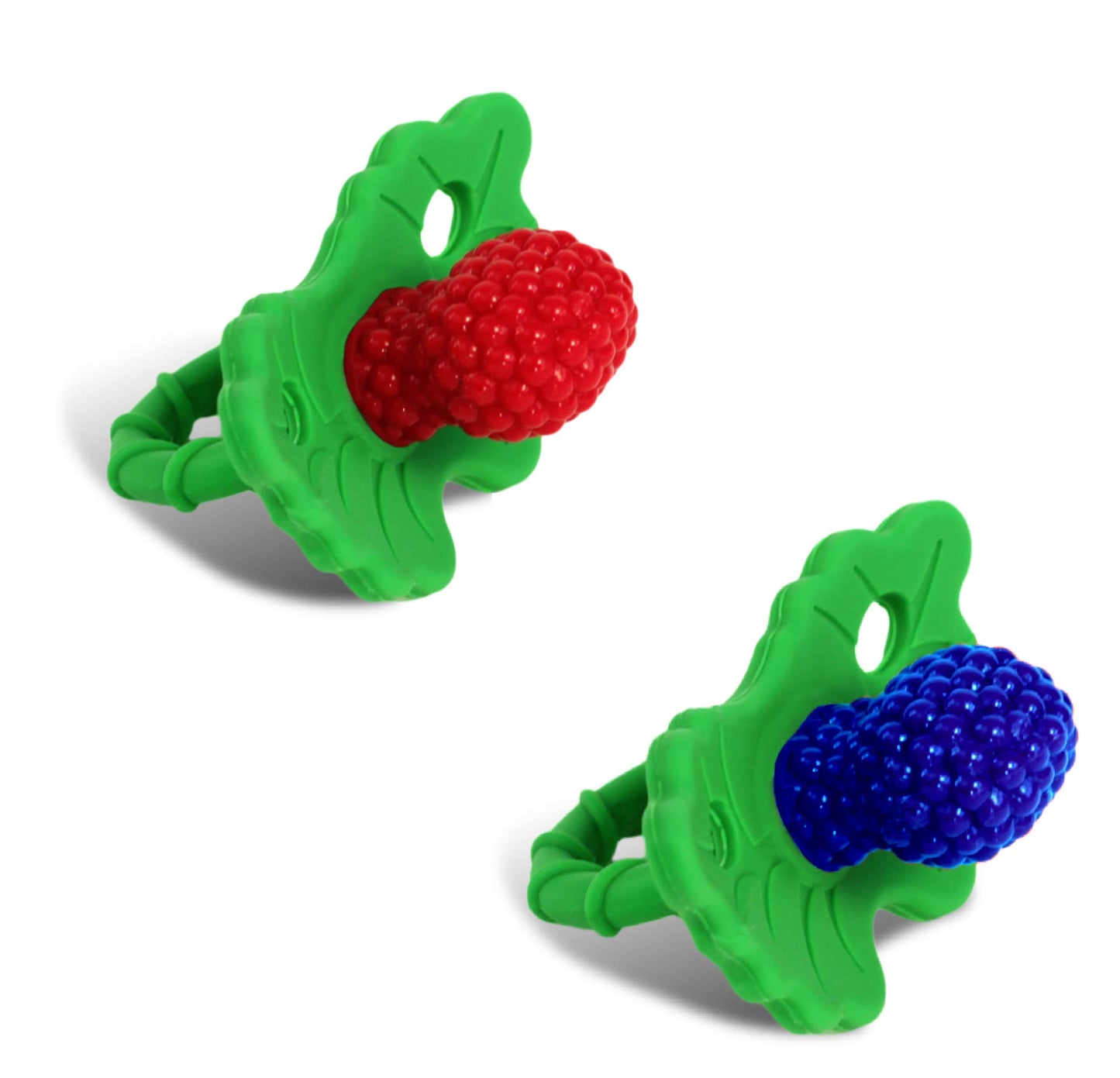 RaZbaby RaZberry and Chompy Teether for Teething Relief - BPA Free, Hand's Free Designed to Soothe Sore Gums and Teether - 2 of Each - 3M+