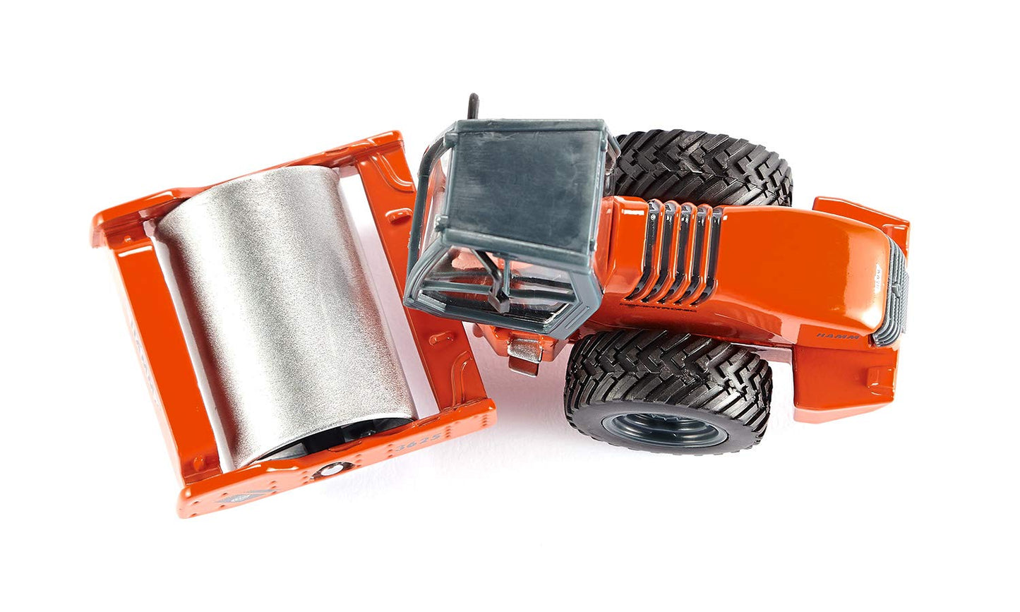 Siku 3530, Single-Drum Compactor, 1:50 Scale, Metal/Plastic, Orange, Rotating Roller