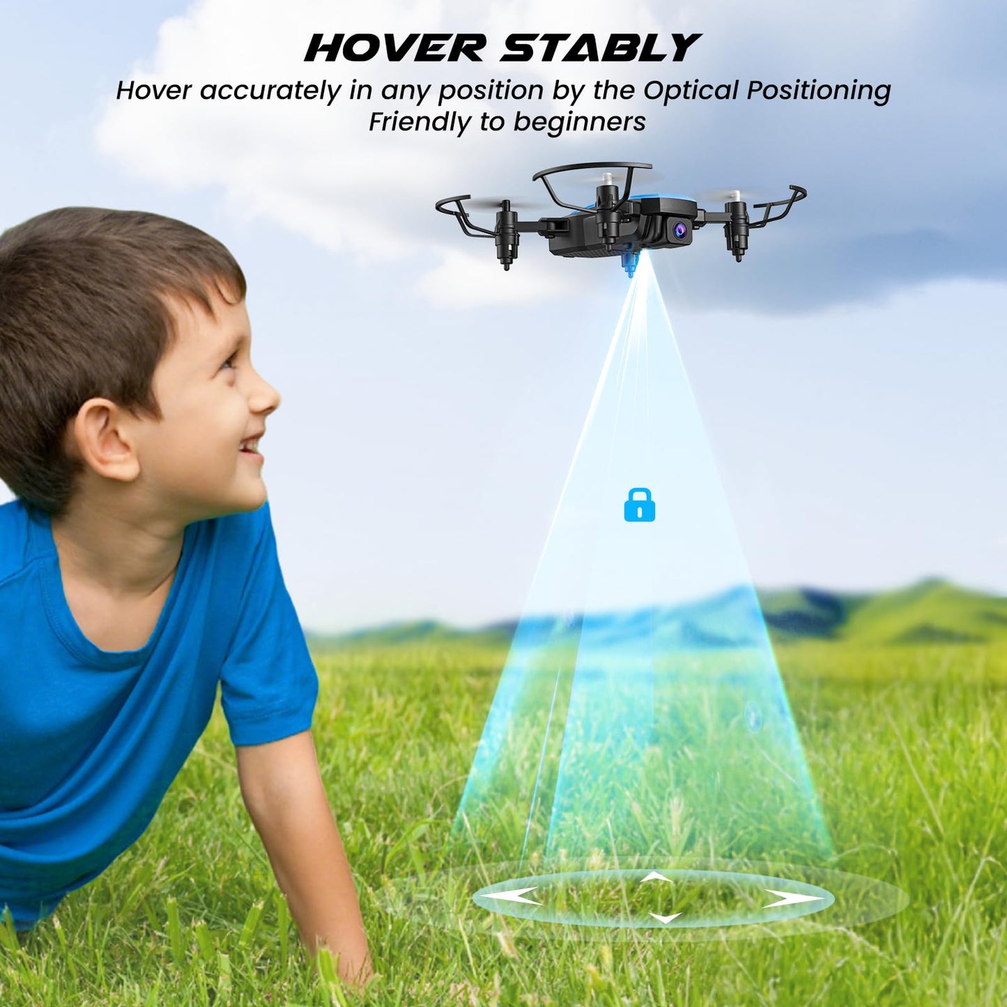 SIMREX Mini Drone with 720P Camera for Kids & Beginners - Foldable RC Quadcopter, Optical Flow Positioning, Altitude Hold, 3D Flip, 2 Batteries 20Min Flight, Safe & Easy Indoor Outdoor Flying Toy Gift (NEW BLUE)