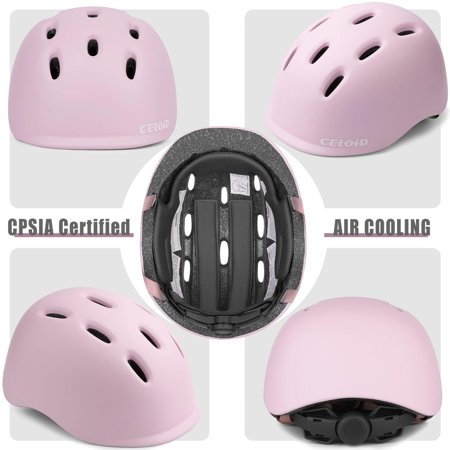 CELOID Kids Bike Helmet,Toddler Cyling Helmets for Ages 5-8 Years Boys Girls,Child Adjustable Multi-Sport Bicycle Skateboard Roller Skate Scooter Rollerblade Balance Skateboarding Helmet,Lilac