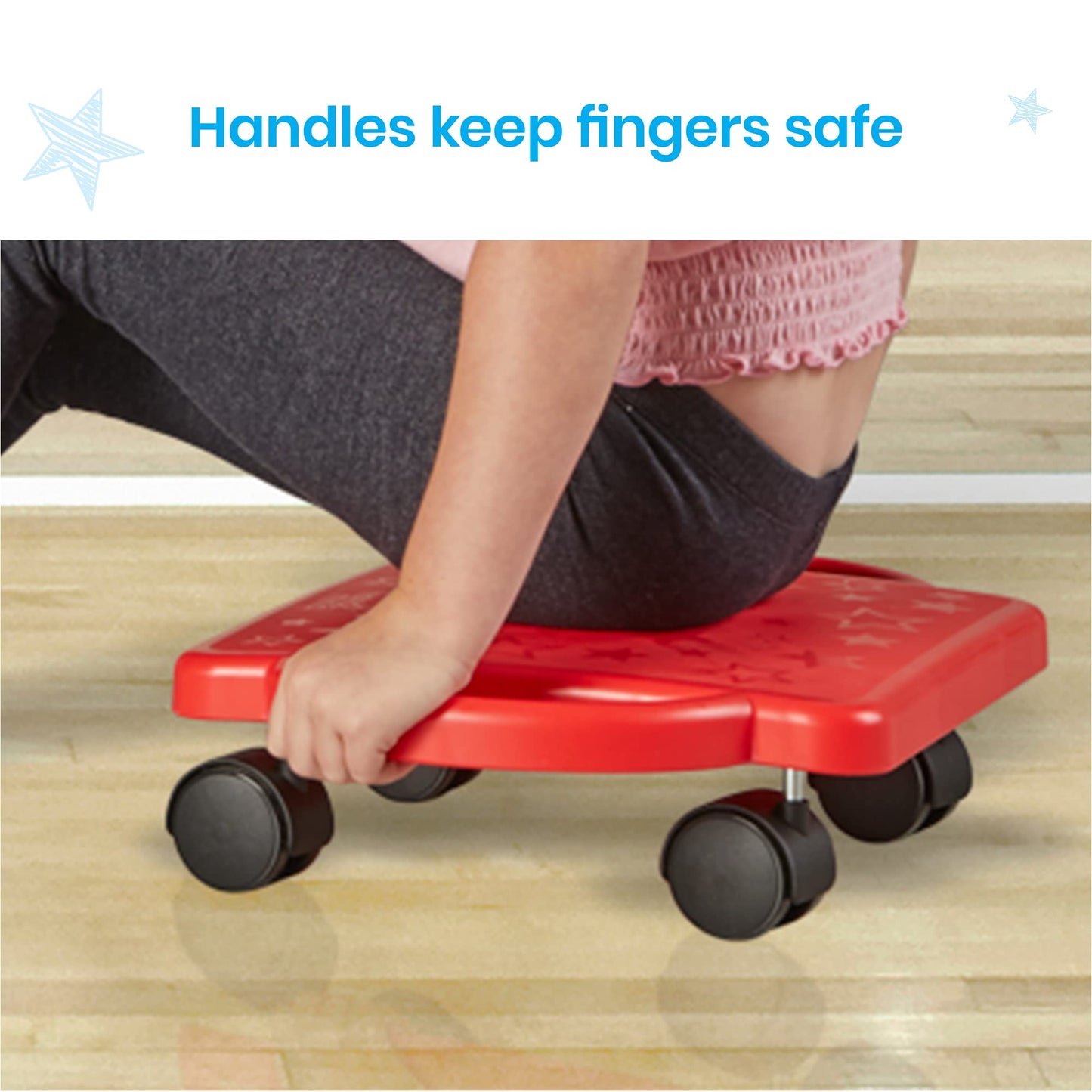 hand2mind Green Indoor Scooter Board with Handles, Sit Down Floor Scooter, Gym Activities for Kids, Indoor Sport Recess Games, Physical Education Equipment, Gross Motor Toys