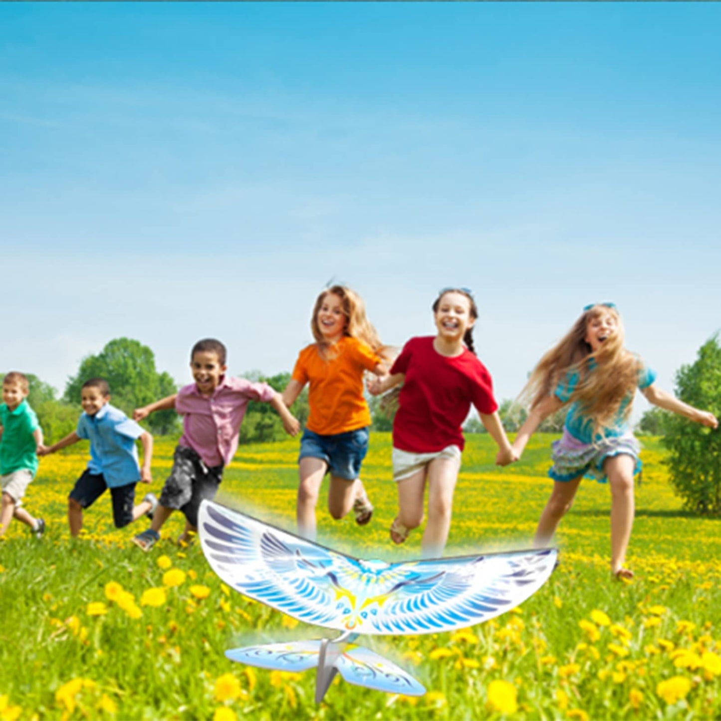 Goolsky RC E-Bird Phoenix Flying Bird Toy, 2.4GHz Remote Control, Flapping Wings, LED Light, Yellow, Unisex, Ages 6+
