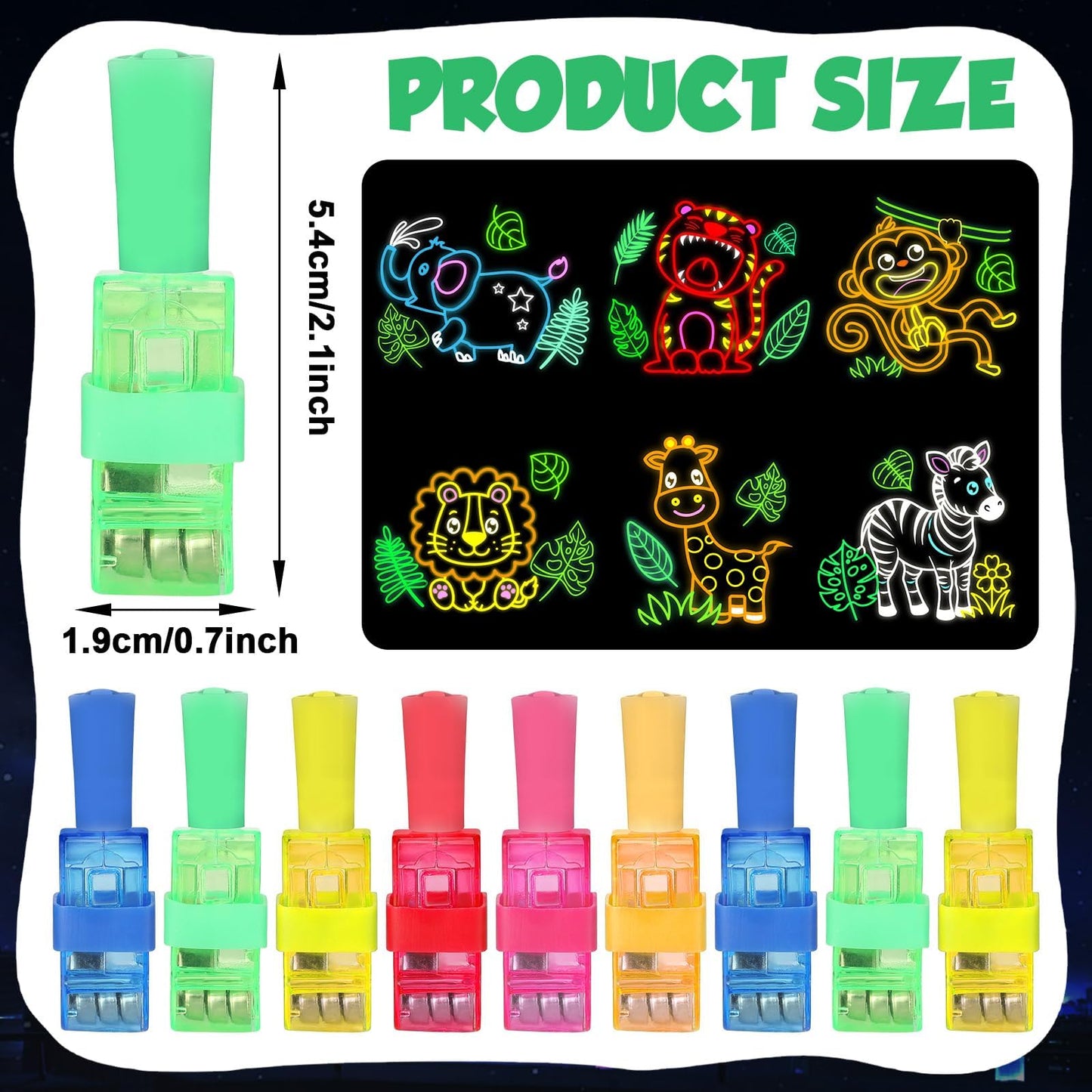 Oitnlaughter 36Pcs Safari Animal LED Finger Lights for Kids Jungle Animal Party Favors Glow in the Dark Light Up Finger Light Bulk for Birthday Party Goodie Bag Stuffer Birthday Gifts Prize