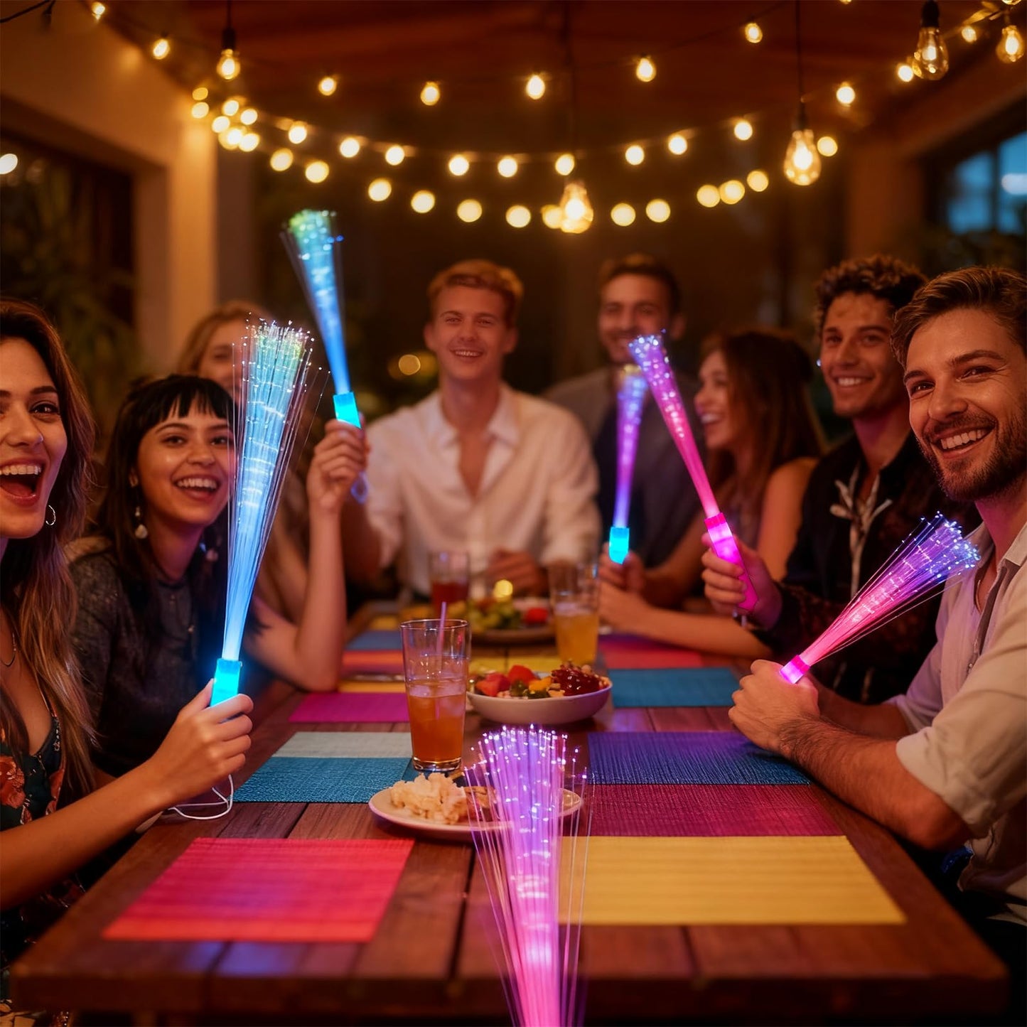 PartyFrenzy 32 PCS Light up Wand Sticks,Fiber Optic Wand,Glow Fiber Optic Wands,Glow in The Dark Party,Glow Wands，Flashing LED Party Favors,New Year Party Favors,Halloween,Christmas