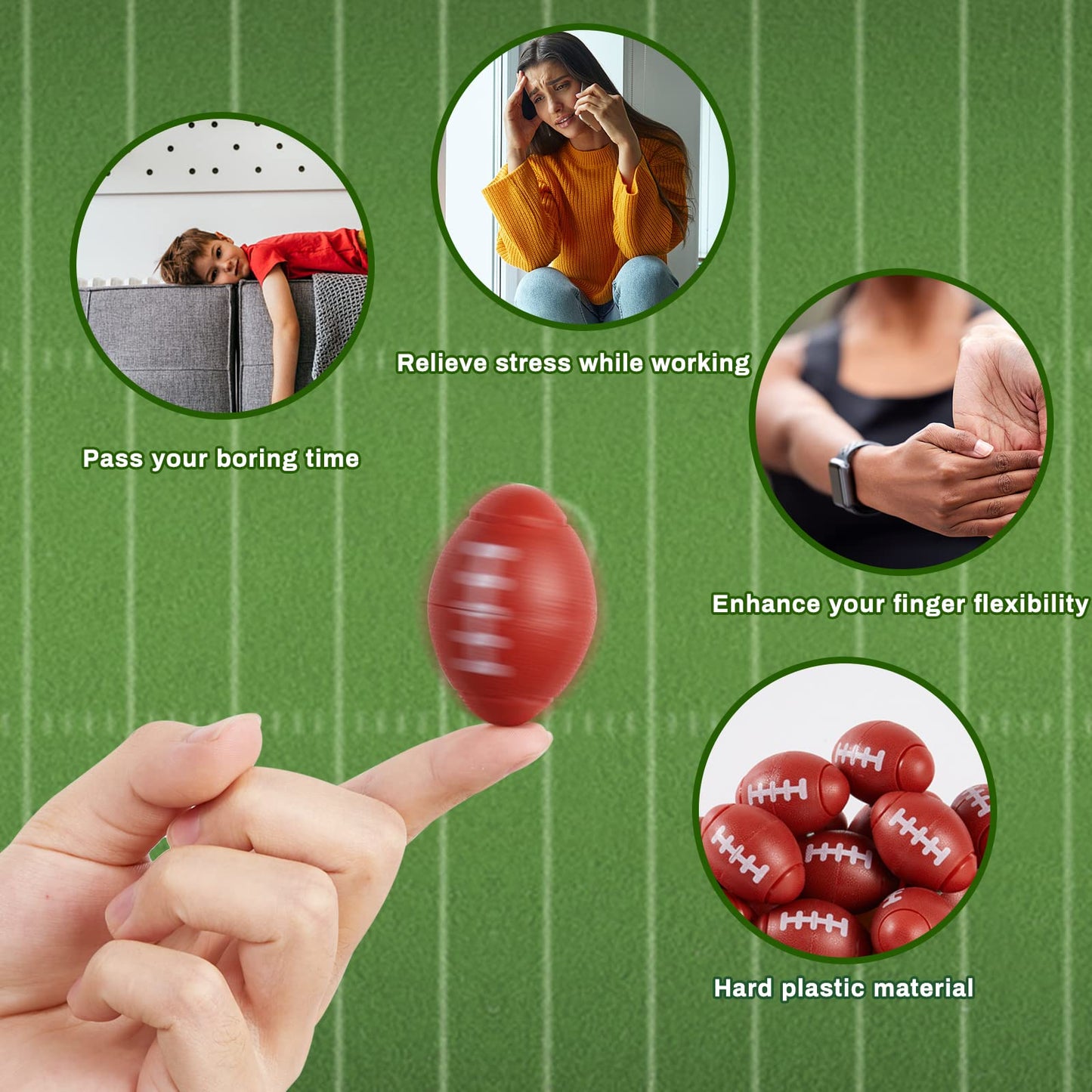 SCIONE 36 Pack Football Fidget Spinner Football Party Favors for Kids 4-8 8-12 Goodie Bag Stuffers Treasure Box Toys for Classroom Prizes Sports