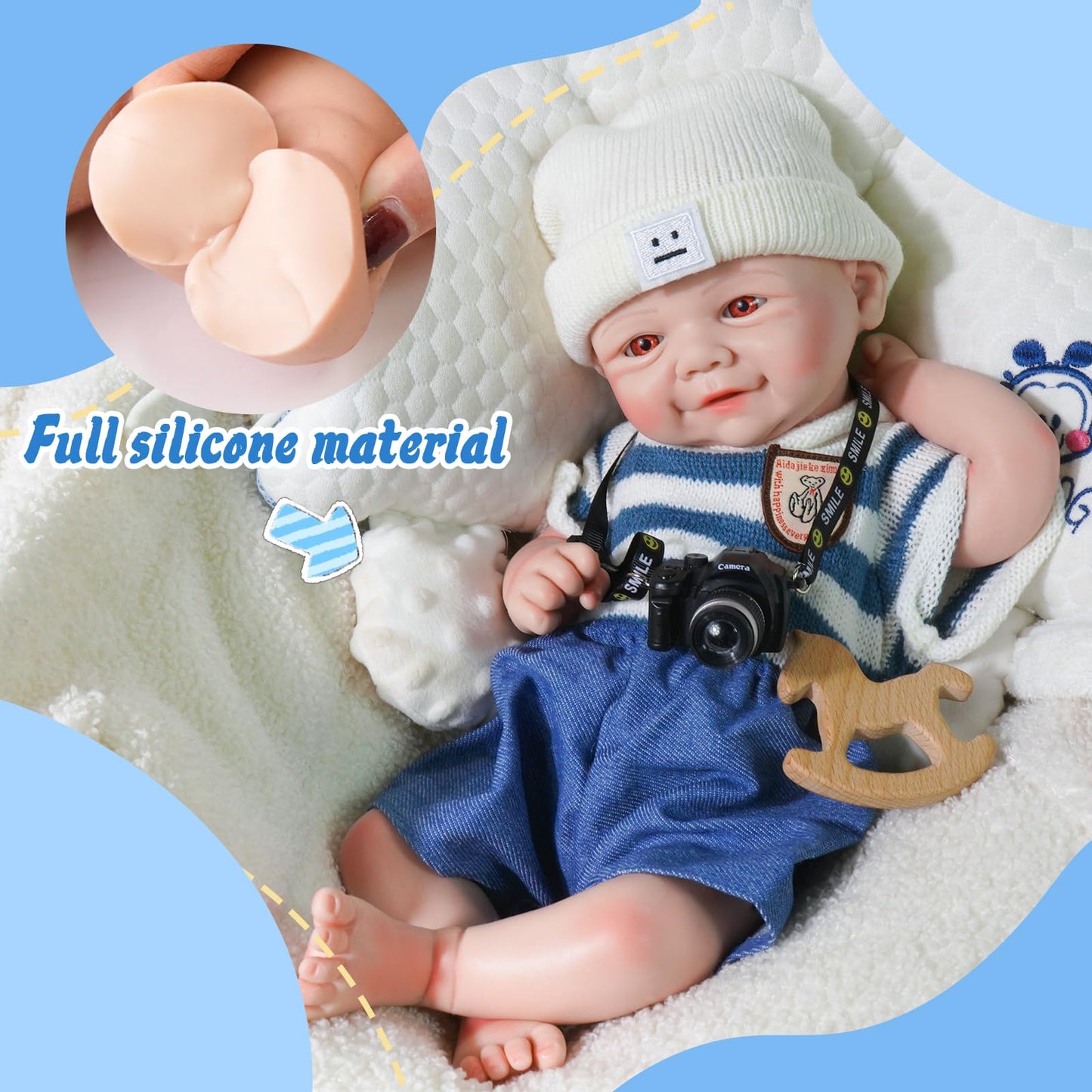 Maletofe Realistic Reborn Baby Doll, 17 Inch Silicone Baby Doll Girl, Full Body for Boys and Girls, Clothing Accessories Included, Kids Gift Set (Itian - Lvory)