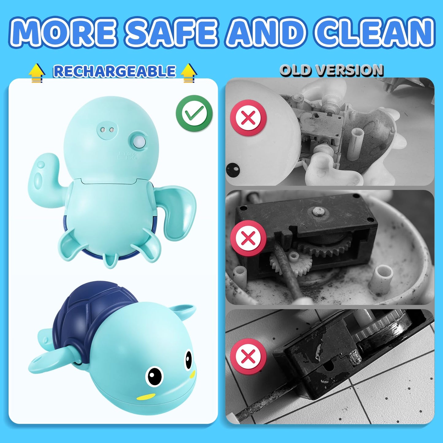 Electric Swimming Turtle Bath Toys - Automatic Swimming with Colorful LED Lights, Rechargeable Light Up Water Pool Floating Toys for Toddlers Kids Ages 1-3 4-8 Year Old Boy Girl