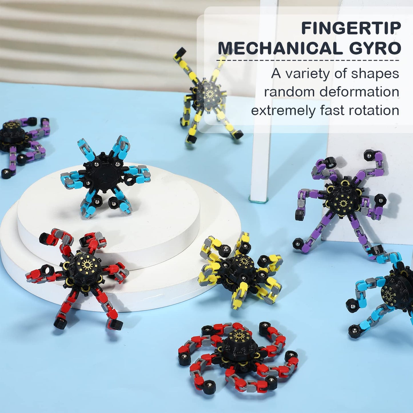 Charniol 20 Pcs Transformable Fidget Spinner Toys Funny Sensory Chain Robot Fidget Spinner DIY Deformed Mechanical Spiral Stress Relief Gifts for Kids Boys Adults Halloween Christmas Stuffers