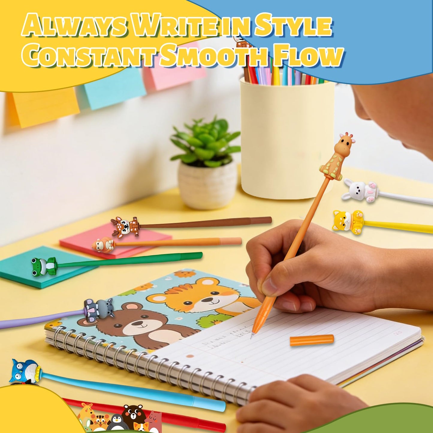 Zhirlyn Animal Pens Cute Pens End of Year Student Gifts from Teacher Assorted Fun Gel Ink Pen for Birthdays, Classroom Prizes, School, Office Supplies (Animal, 24)