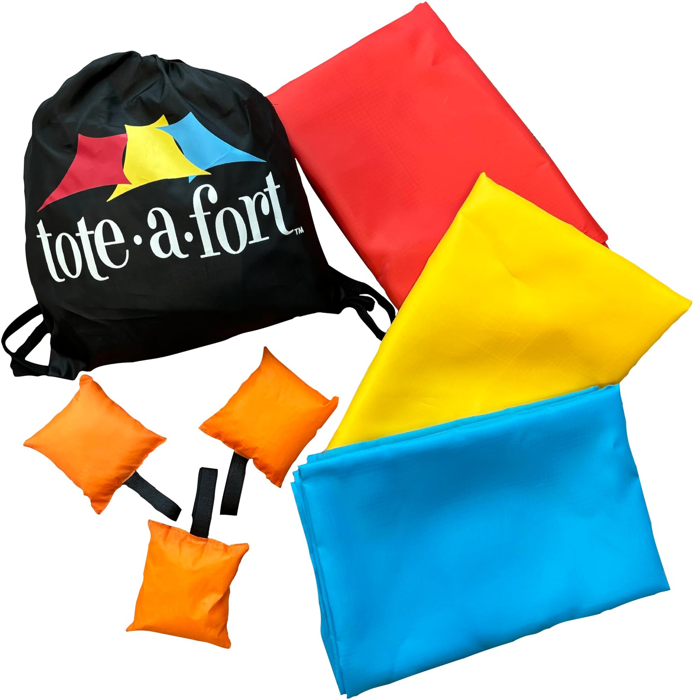 Tote a Fort Original Blanket Fort Building Kit for Kids, 3 Blanket TOTEAFORT Toy, Make a Portable Playhouse, Play Tent Boy and Girl Indoor Outdoor Build Set, STEM Children Toy, Ages 4, 8, 12 +