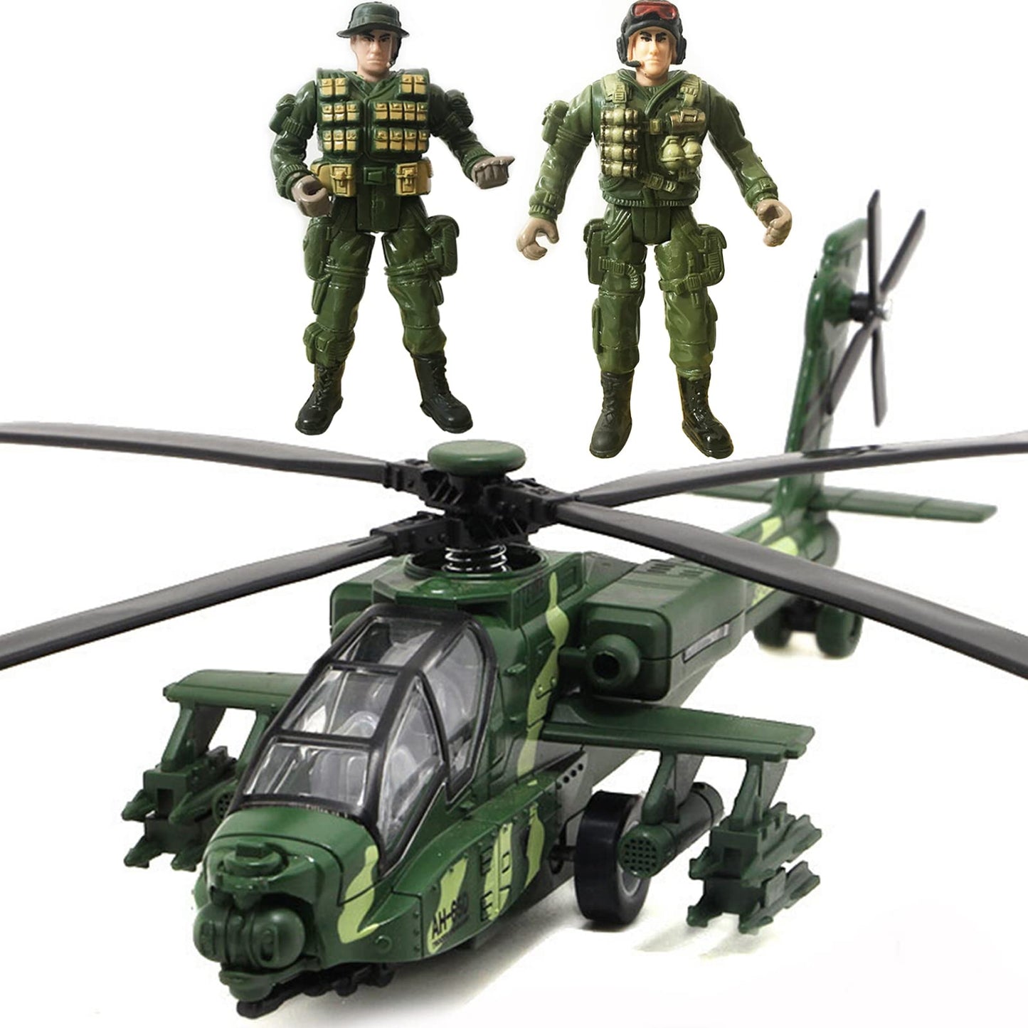 OTONOPI Military Helicopter Pull Back Army Airplane Toys with Lights and Sounds Diecast Air Force Model Plane Birthday Xmas Gifts for Boys and Girls, Bonus with 2 of Army Men Action Figures