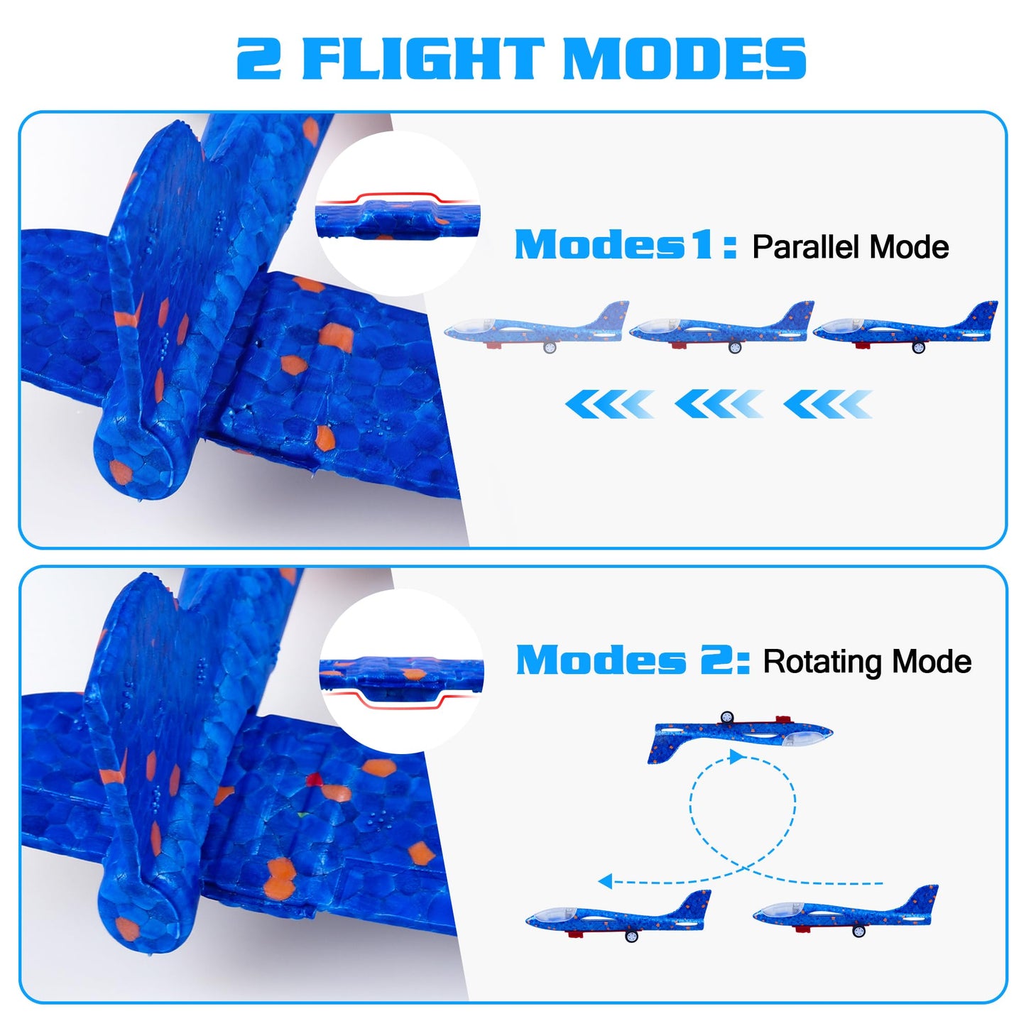 LJZJ 6 Pack Airplane Launcher Toys, 2 Flight Modes LED Foam Glider Catapult Plane, Outdoor Flying Toy for Kids, Birthday Gifts for Boy Girl 4 5 6 7 8 9 10 11 12 Year Old, B-Day Party Supplies