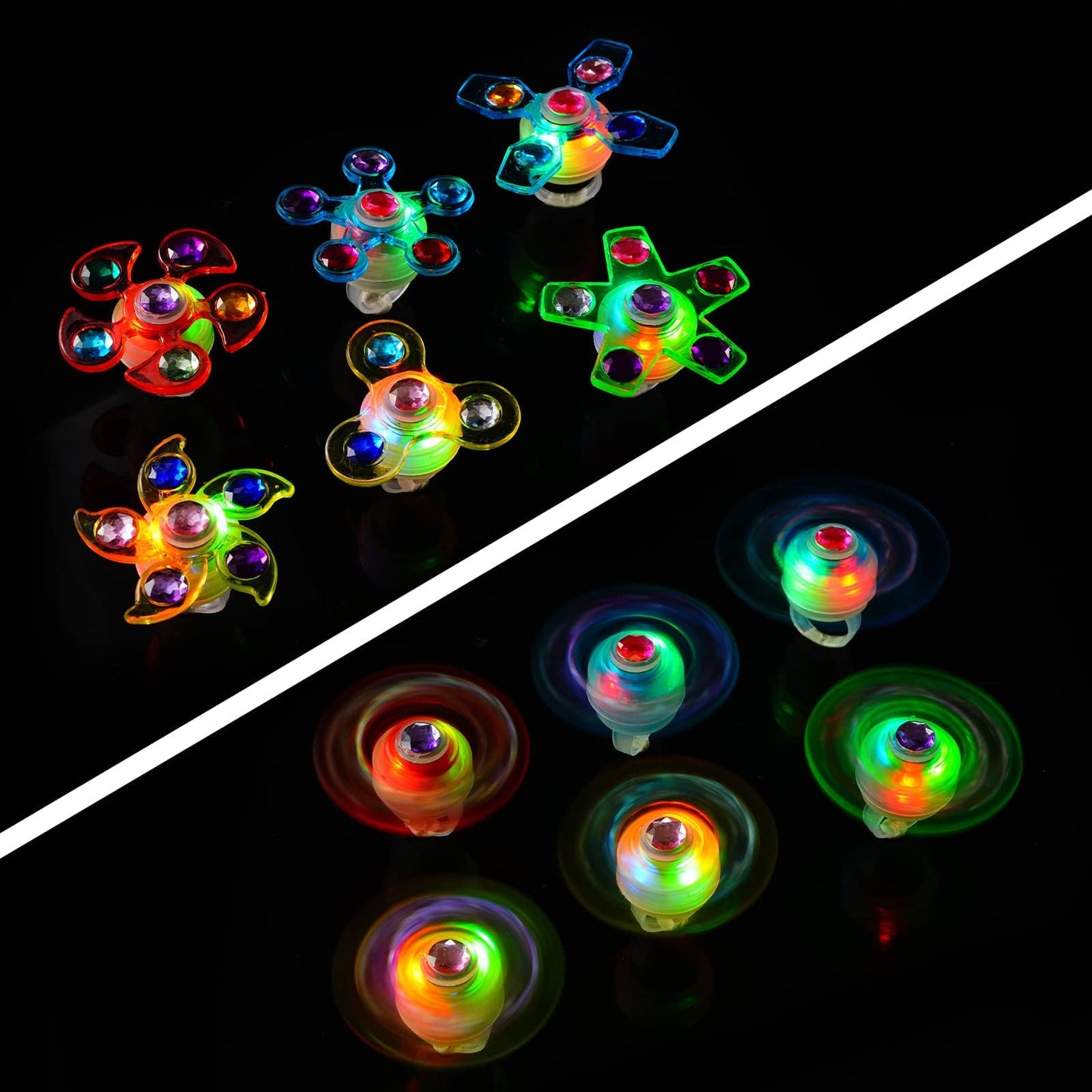 Mikulala 24 PCS LED Light Up Fidget Spinners Rings Christmas Party Favors for Kids 4-8 8-12 Goodie Treat Bag Stuffers Pinata,Birthday Gifts Goodie Bag Stuffers,Glow in The Dark Party Supplies