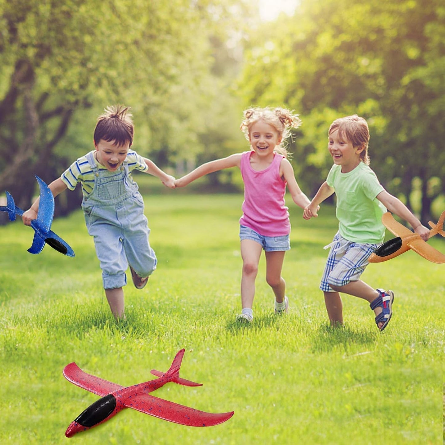 Vyndicca 6-Pack Airplane Toys, 17.5" Large Throwing Foam Plane - 2 Flight Modes, Outdoor Sports Birthday Party Favors, Gifts for 3-7 Year Olds
