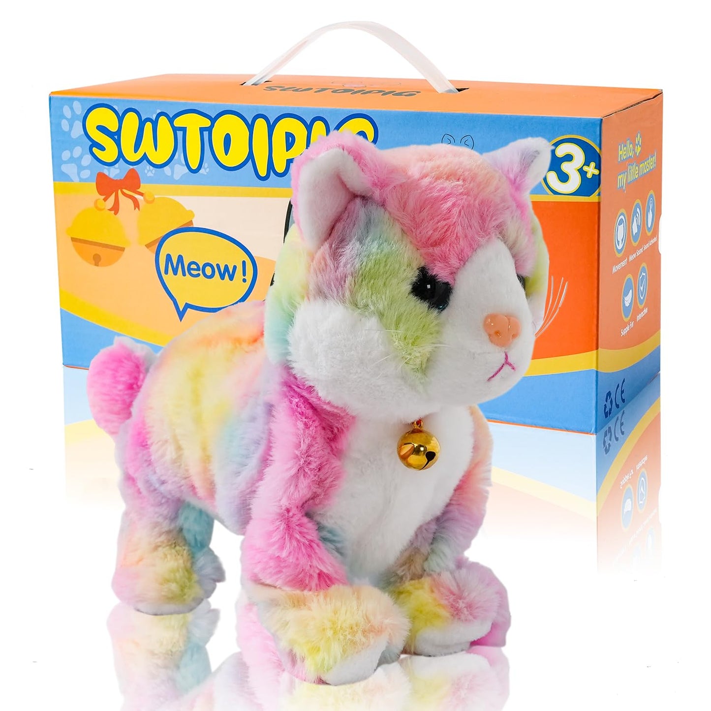 SWTOIPIG Interactive Plush Toys, Stuffed Toy, Stuffed Animal Toy, Walking Toys, Interactive Sound Control Electronic Cats Robot Pets Gift for Children