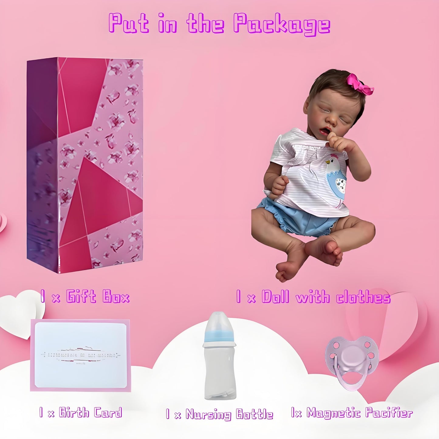 QXYIXZ 18 Inch Realistic Reborn Baby Doll - Sleeping Lifelike Newborn Girl Doll, Full Body Soft Silicone Vinyl, Handcrafted Weighted Reborn Baby with Gift Set & Accessories, Ideal for Kids Age 3+