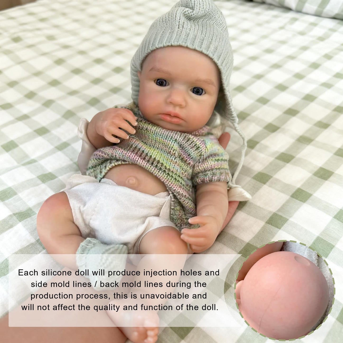 Gileutay 12 inch Realistic Full Silicone Baby Doll Girl Life Like Reborn Silicone Baby Doll with Open Mouth