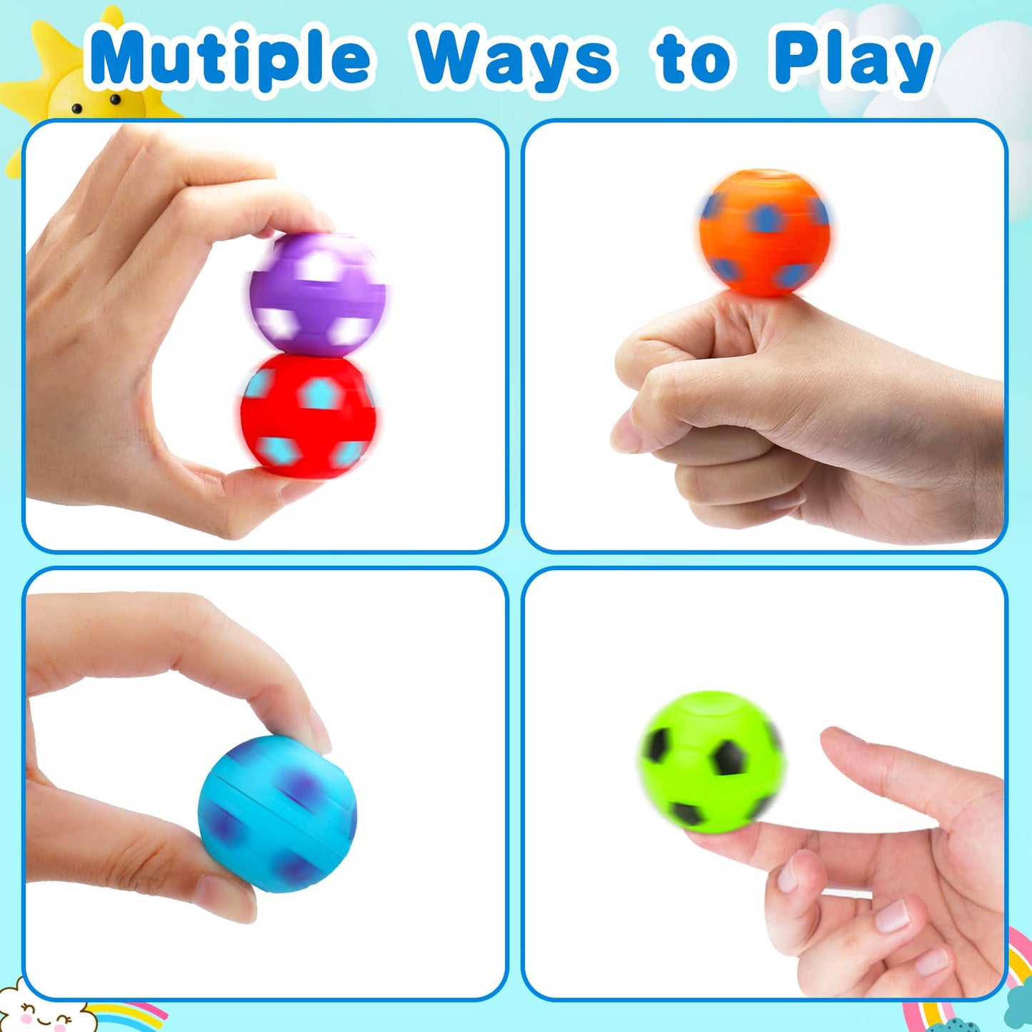 Thremhoo 32PCS Fidget Spinner Soccer Balls Party Favors Bulk for Kids 4-8 8-12 Goodie Treat Bag Stuffers Classroom Treasure Toys Carnival Prize Pinata Filler Birthday Trinket End of Year Students Gift