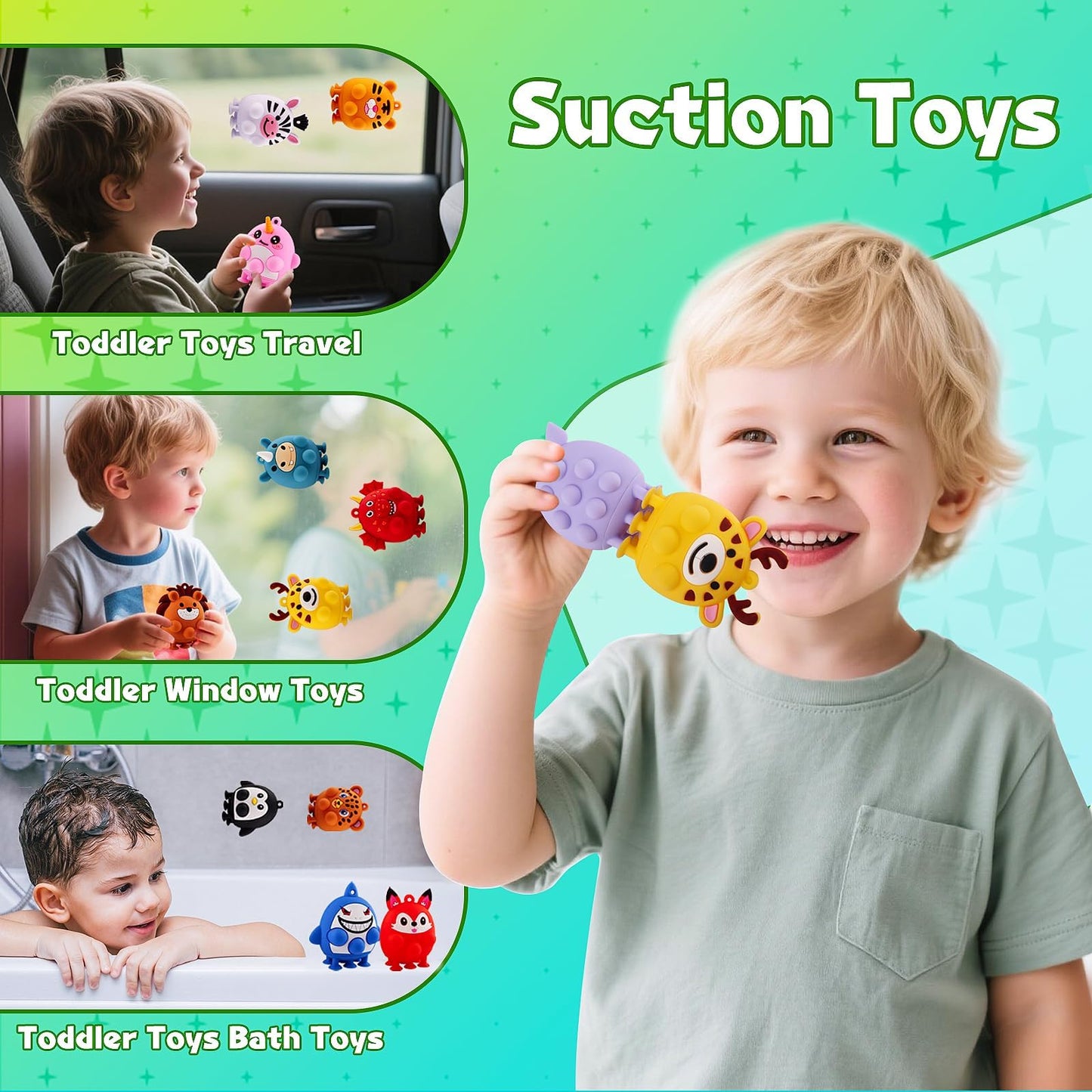 ChildFun 12 PCS Party Favors for Kids, Silicone Animal Pop Fidget Toys with Suction, Birthday Gifts for Boy Girls, Treasure Box Toys, Goodie Bag Stuffers, Prizes for Kids, Pinata Stuffers