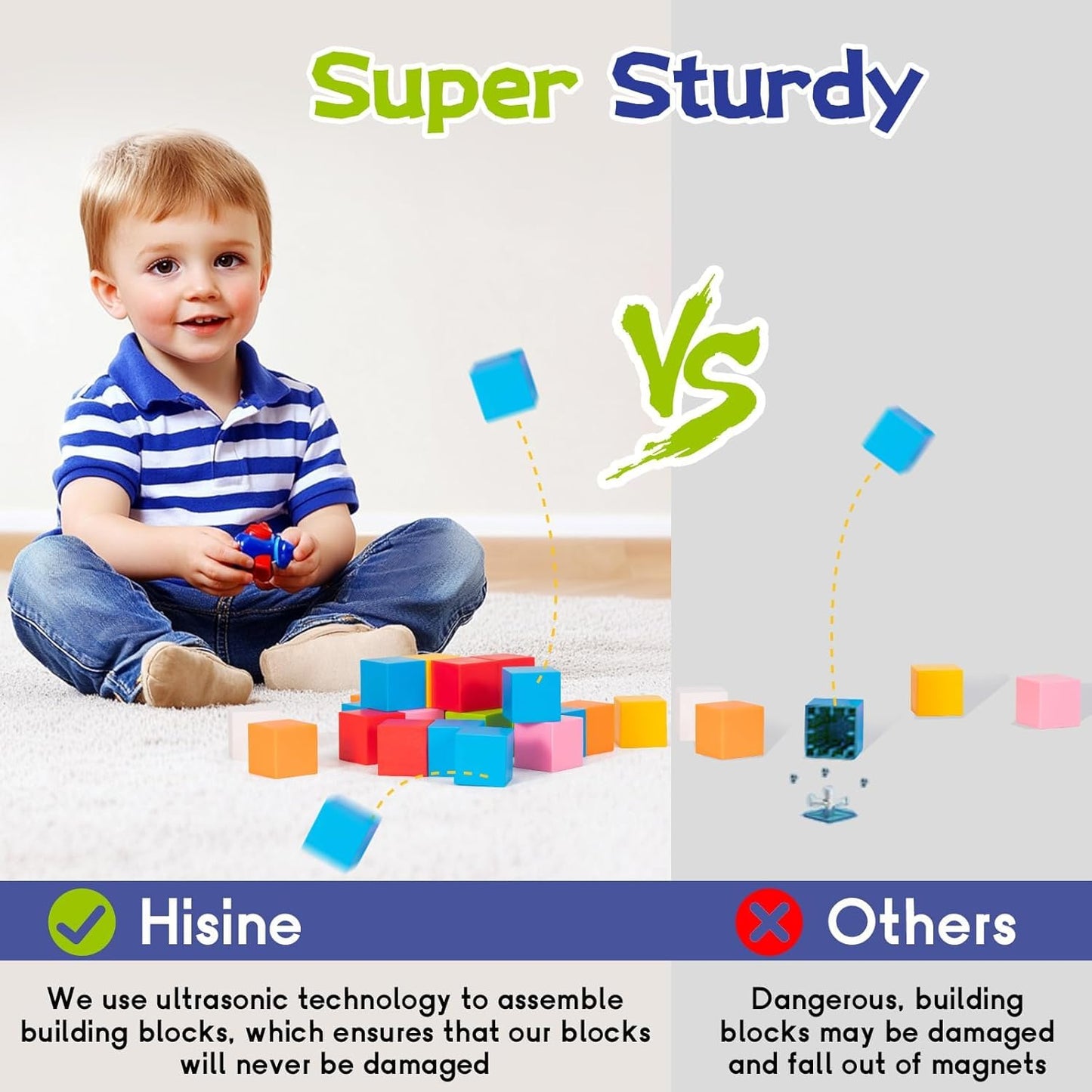Hisine Magnetic Blocks, 24 PCS 1.18 inch Magnetic Building Blocks for Toddlers 3 4 5 6 7 8 Years Old Boys Girls Magnet Cube Toys for Sensory STEM Education Gifts for Kids Ages 3+(ESP. 3-8) (48)