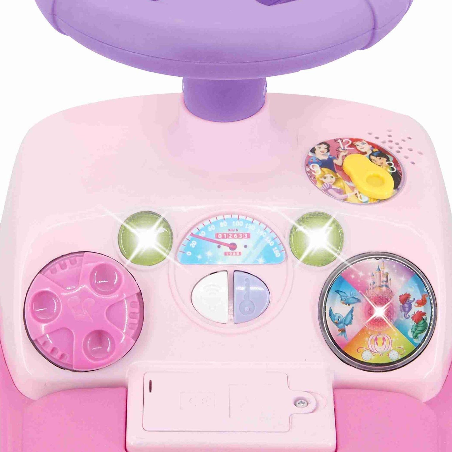 Disney Kiddieland Princess Lights & Sounds Toddler Ride On Foot-to-Floor Push Car with Interactive Dashboard Ages 12-36 Months Easy-Roll Wheels Safe Durable Construction
