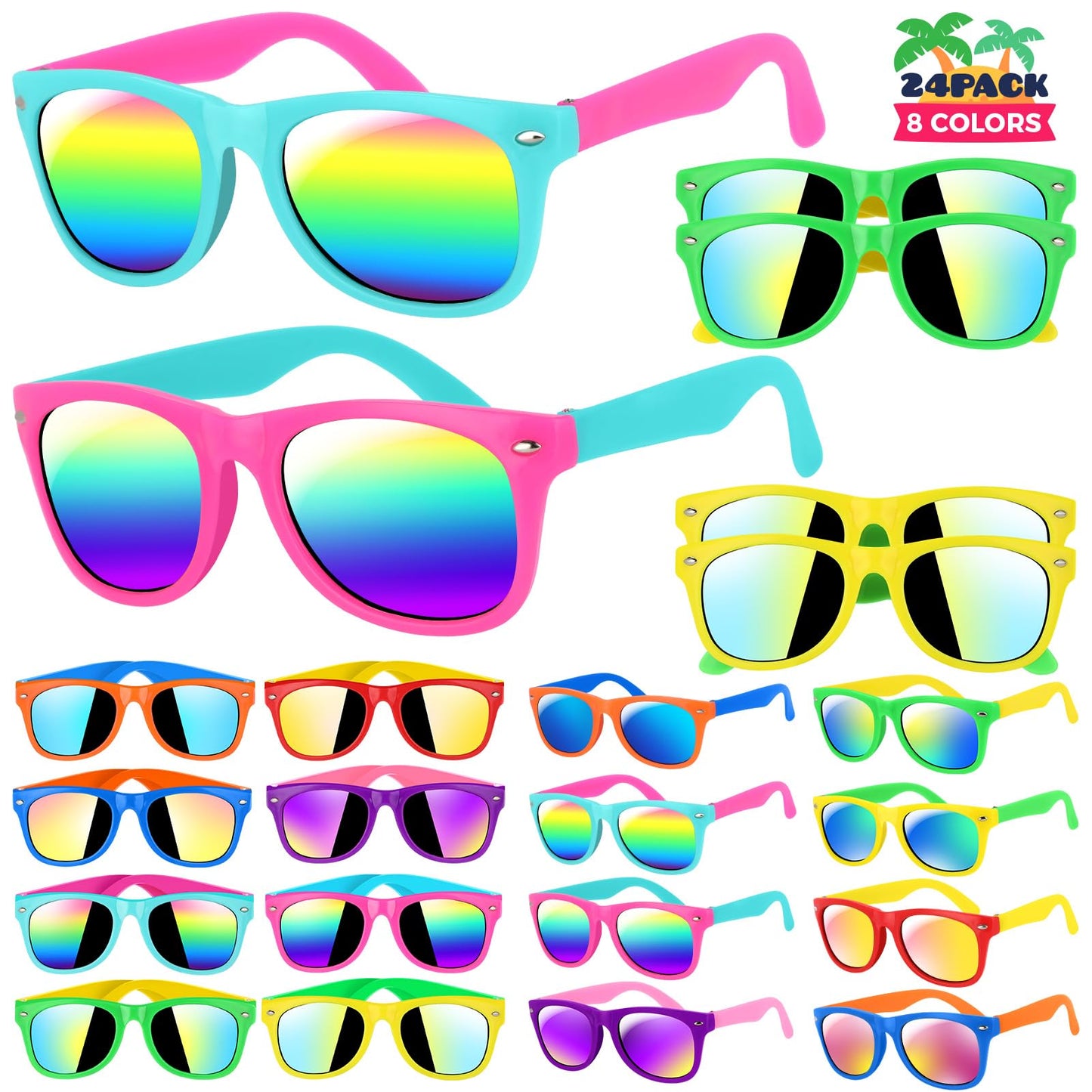 GIFTINBOX Kids Sunglasses Party Favors for Boys & Girls,Neon Toddler Sunglasses bulk with UV400 Protection, Pool Beach Party Favors, Goodie Bags Stuffers for Birthday Party -24pack