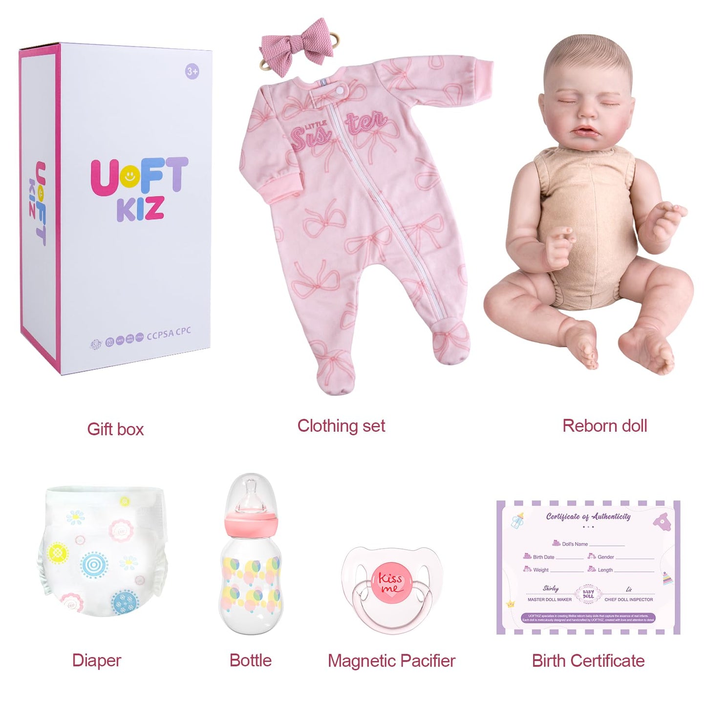 UOFTKIZ Real Life Reborn Baby Dolls Girl - 20 Inch Realistic Baby Doll, Soft Vinyl Lifelike Baby Doll, Perfect for Role-Playing, Gift for Kids 3+, Grandma, New-Parents, Collectors