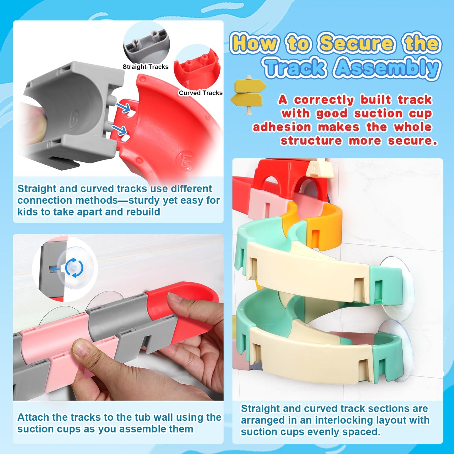 Kids Bath Toys for Kids Ages 4-8 3-5 with Magnetic Car Bath Toys Mold Free & DIY Slides Tracks Bathtub Shower Toys Birthday Gifts for Toddlers 2-4 5 6 7 8 Year Old Boys Girls (38 PCS)